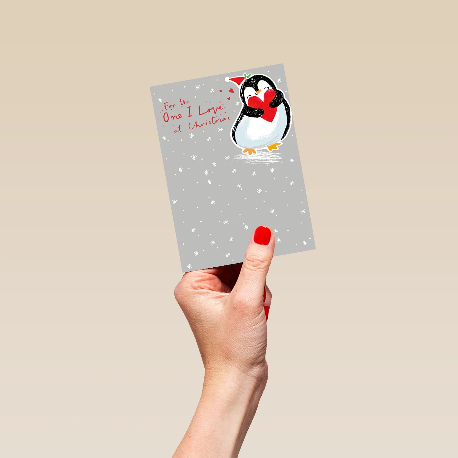 Personalised One I Love Cute Penguin Christmas Card - Image 4