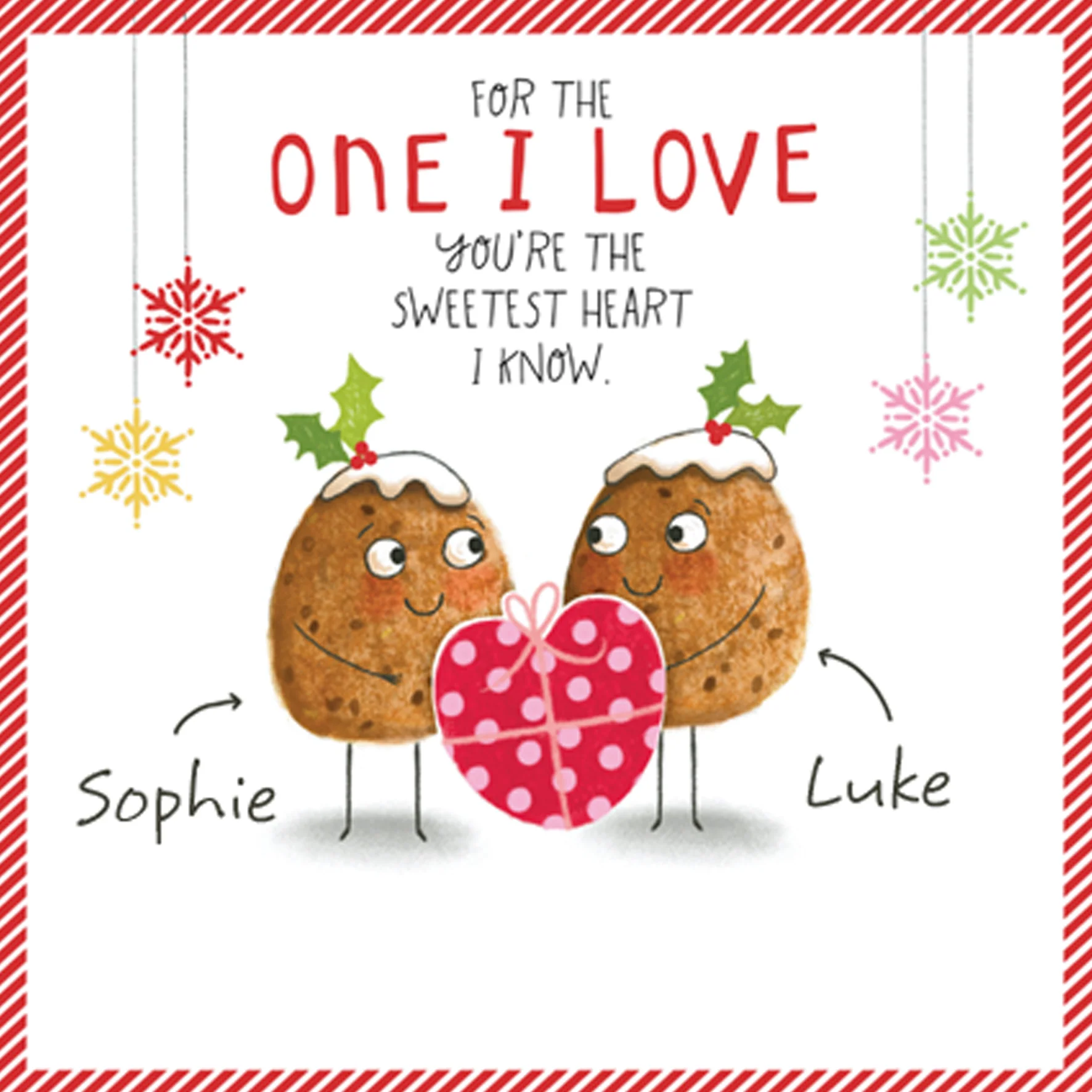 Personalised One I Love Funny Christmas Puddings Christmas Card