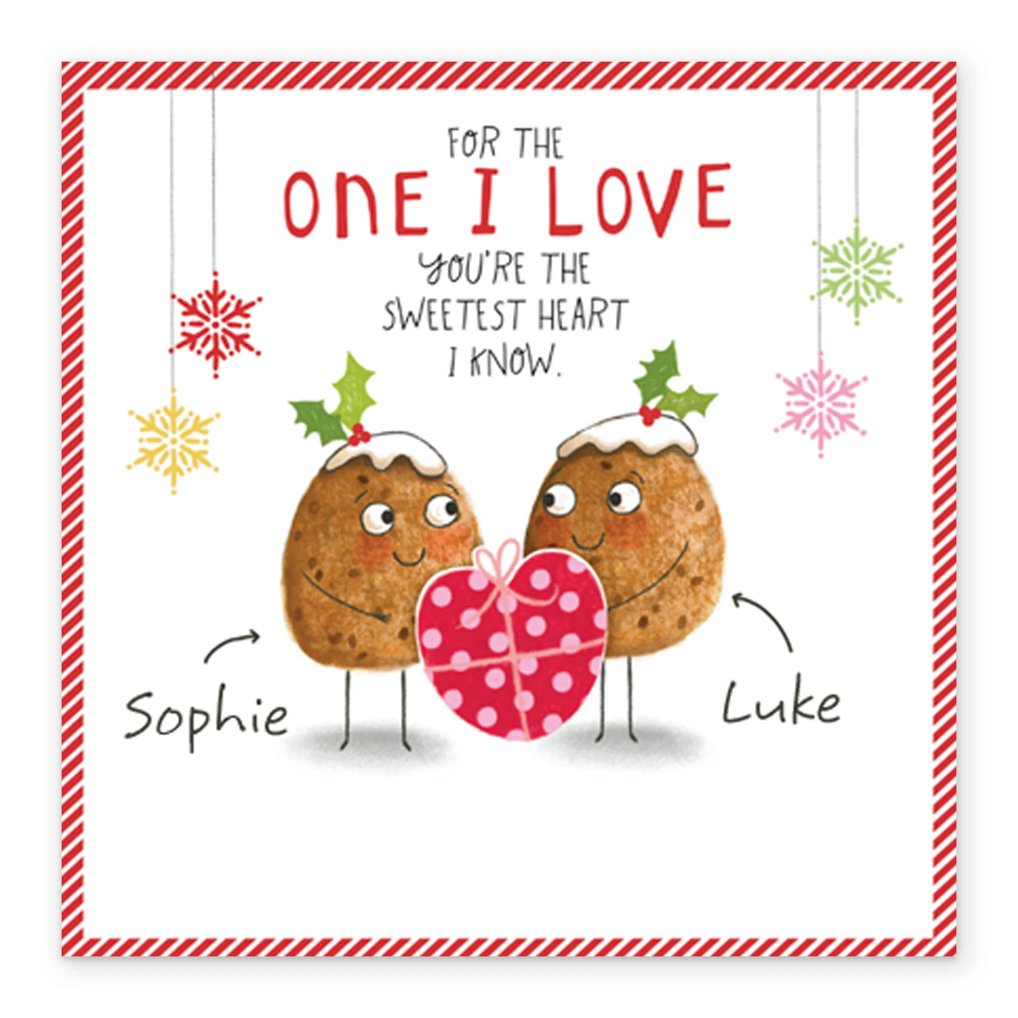 Personalised One I Love Funny Christmas Puddings Christmas Card - Image 2