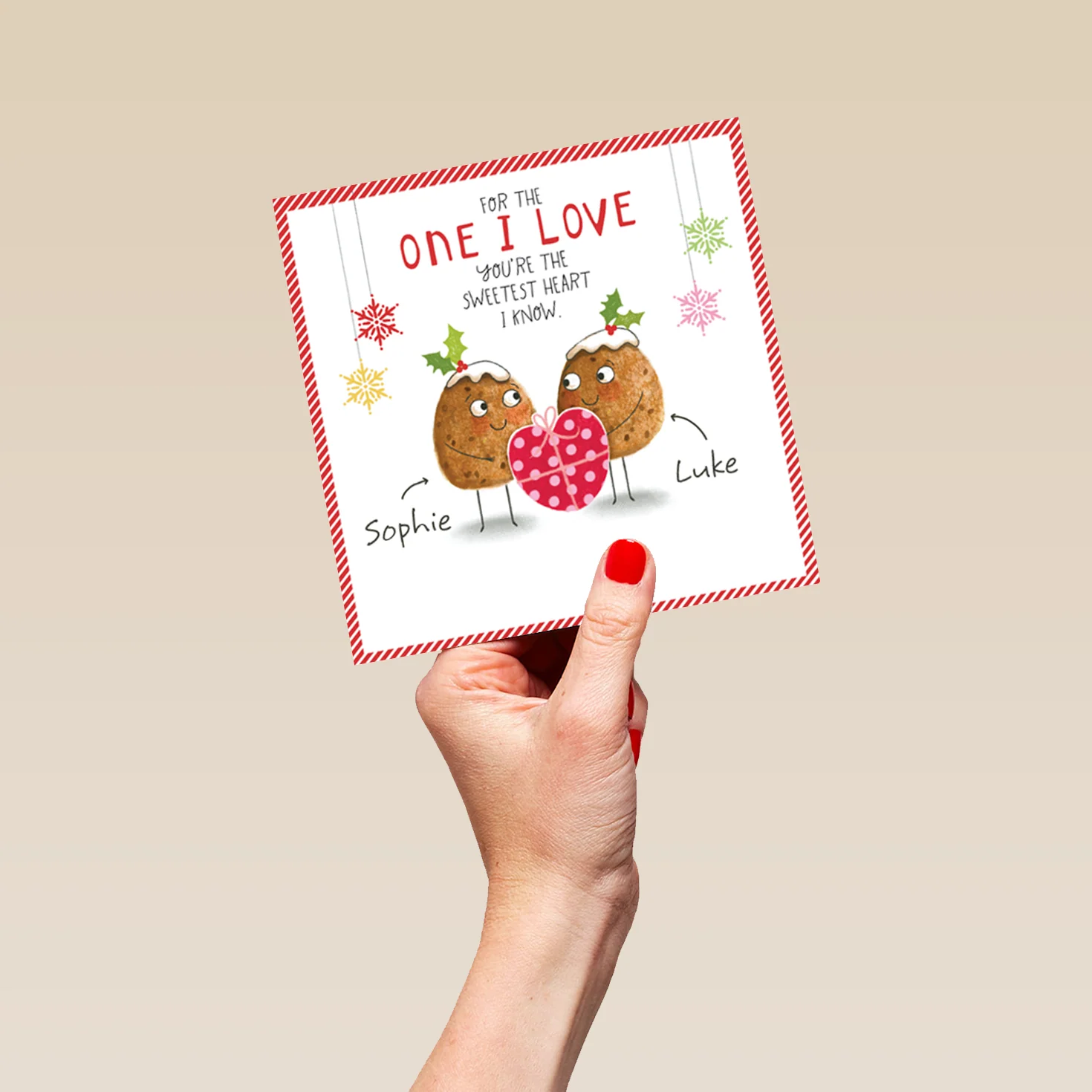 Personalised One I Love Funny Christmas Puddings Christmas Card - Image 5