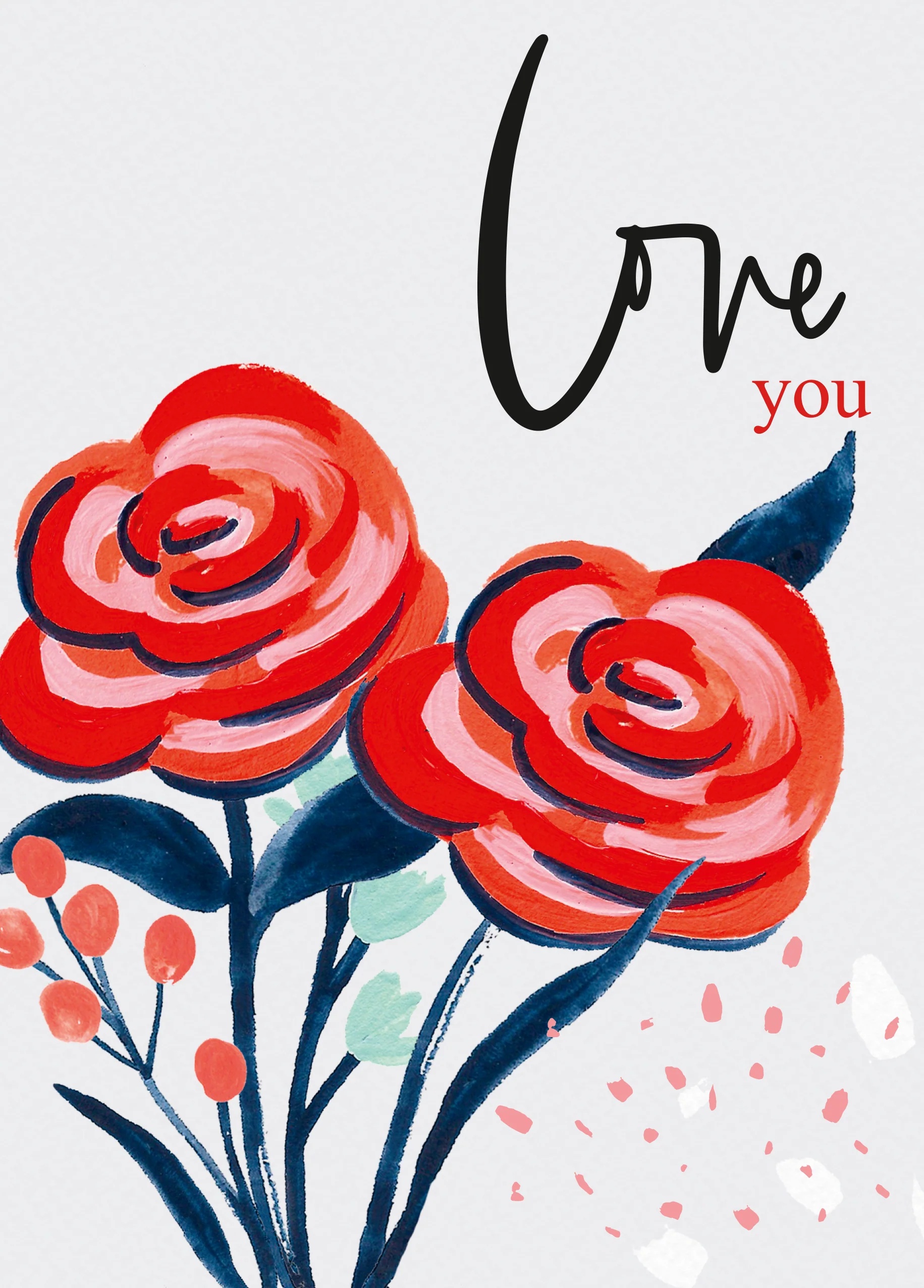 Personalised One I Love Red Rose Bouquet Valentine's Day Card
