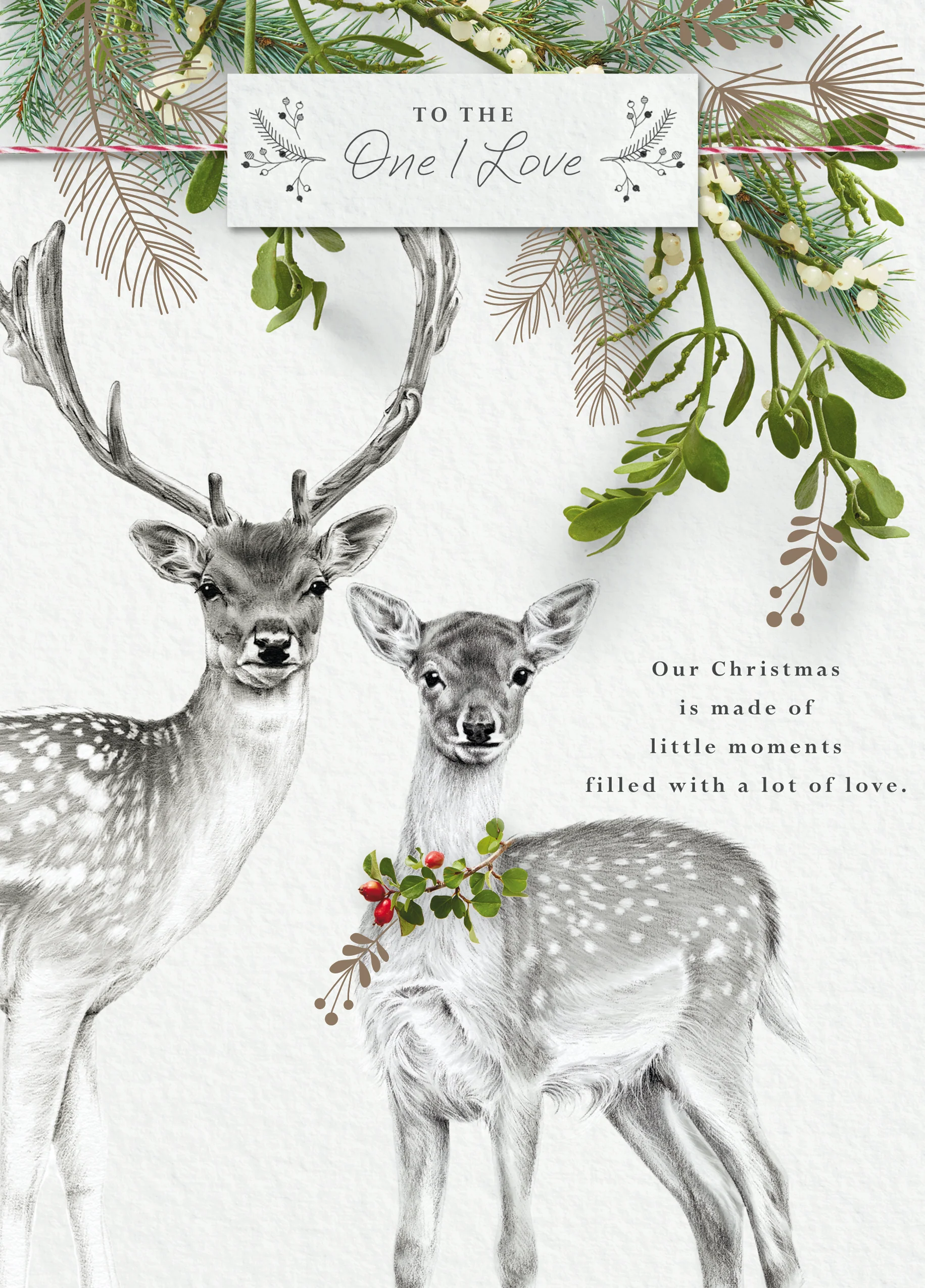 Personalised One I Love Stag Doe Deer Traditional Christmas Card
