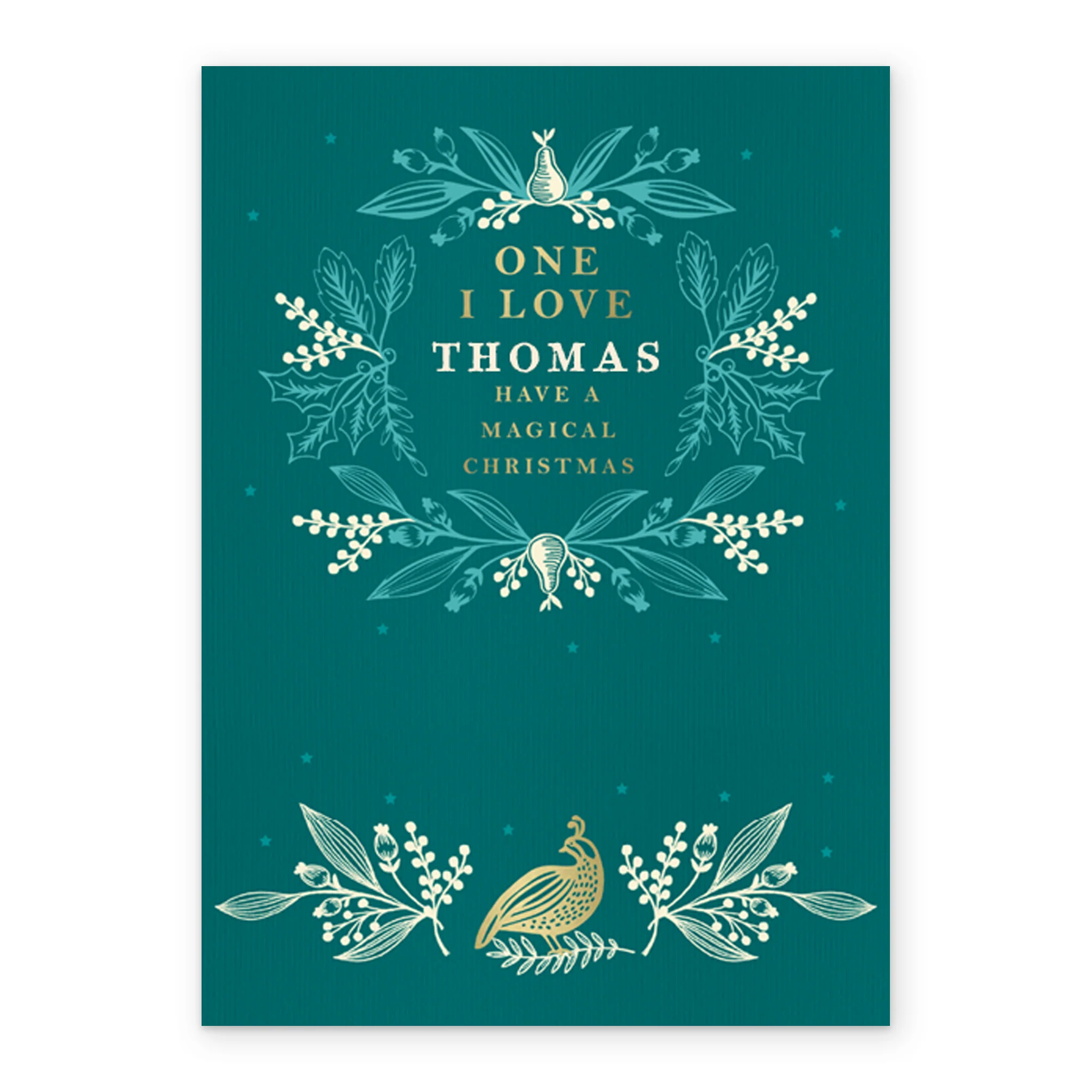 Personalised One I Love Wreath And Bird Christmas Card - Image 2