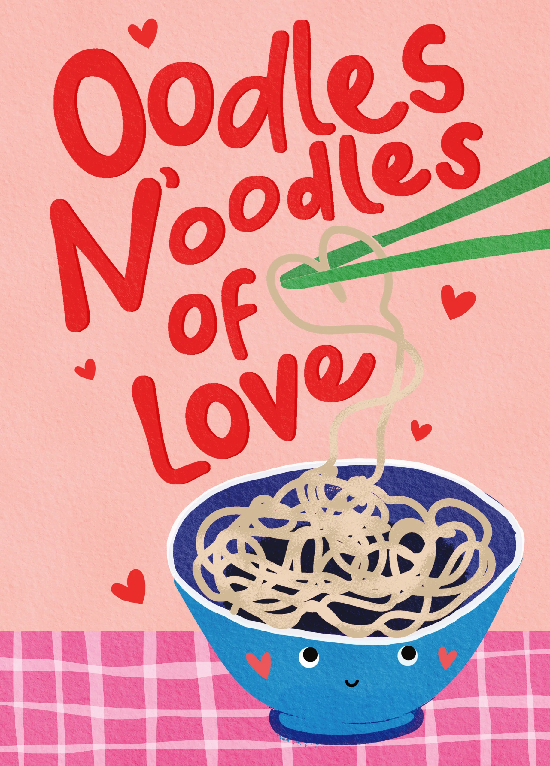Personalised 'Oodles of Love' Noodle Design Birthday Card