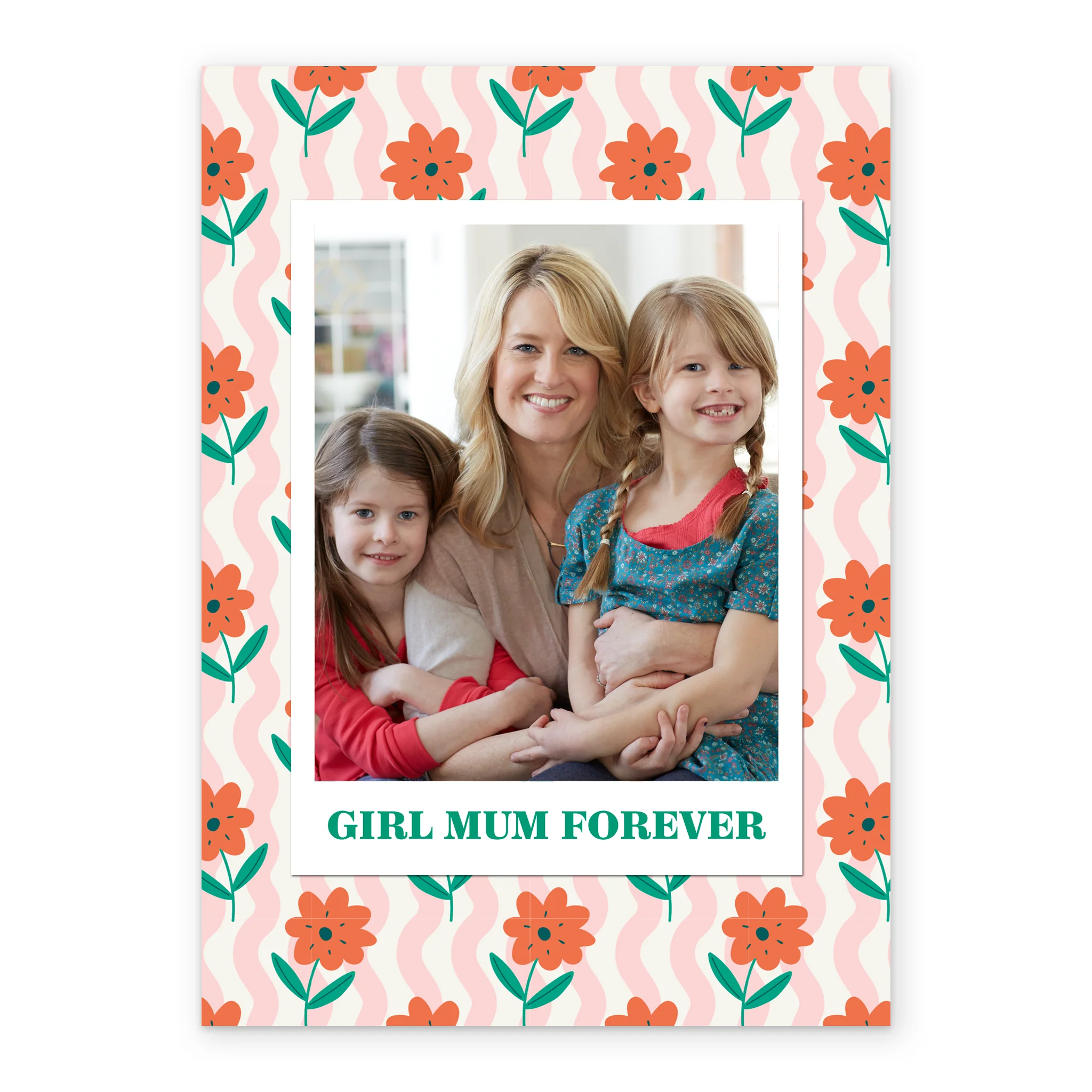 Personalised Orange Floral Frame Photo Upload Mother's Day Card for Mum from Daughter - Image 2