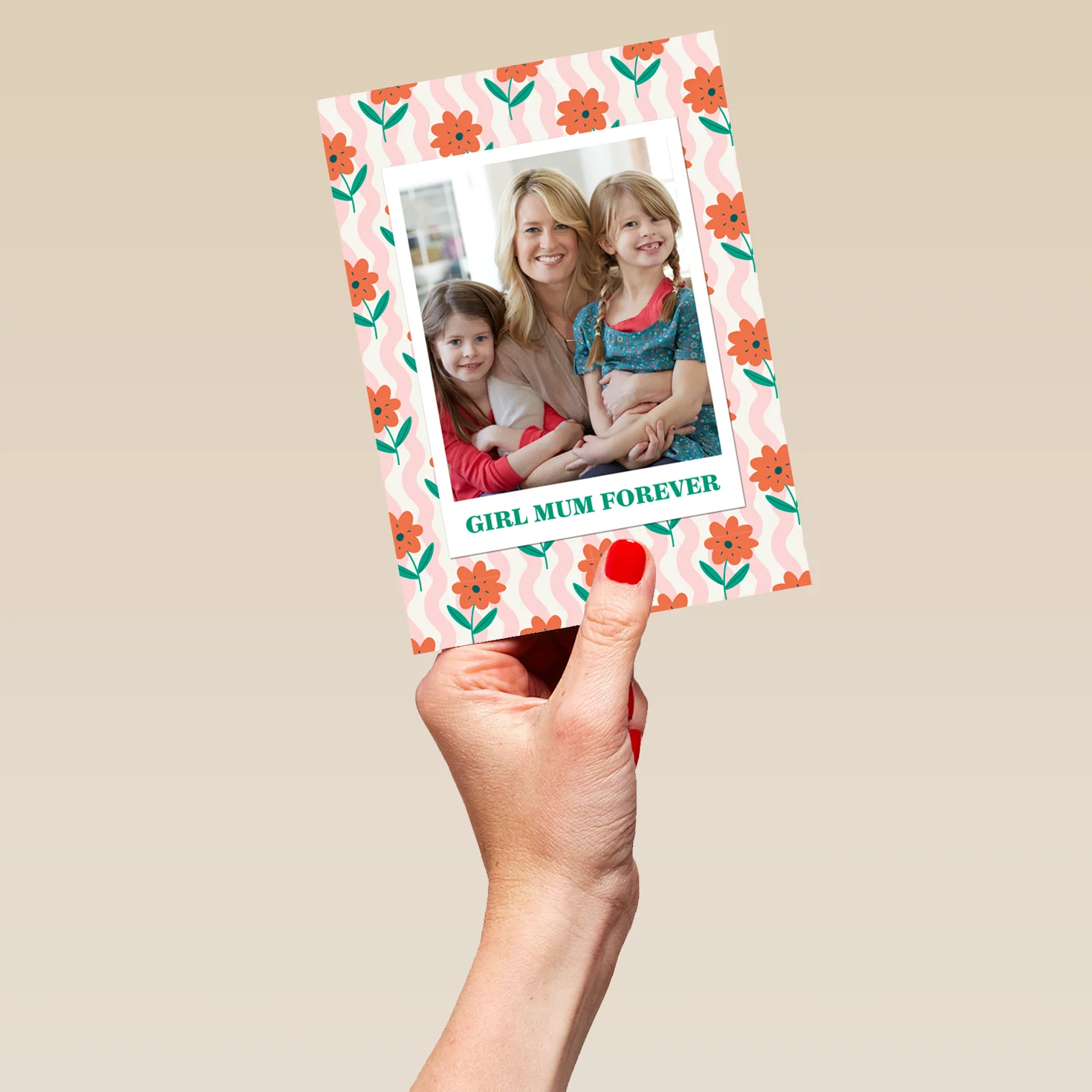 Personalised Orange Floral Frame Photo Upload Mother's Day Card for Mum from Daughter - Image 5