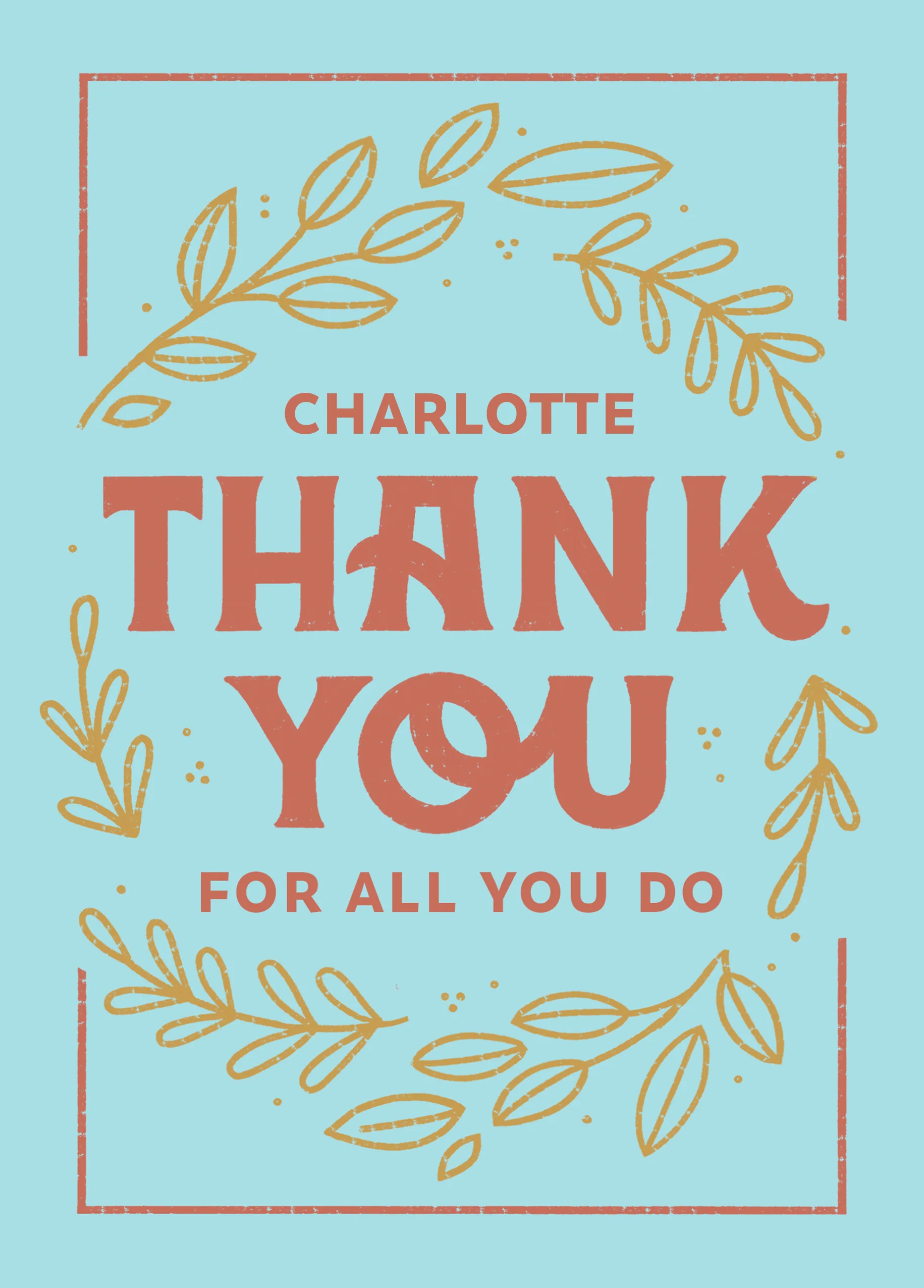 Personalised Orange Florals Thank You Card