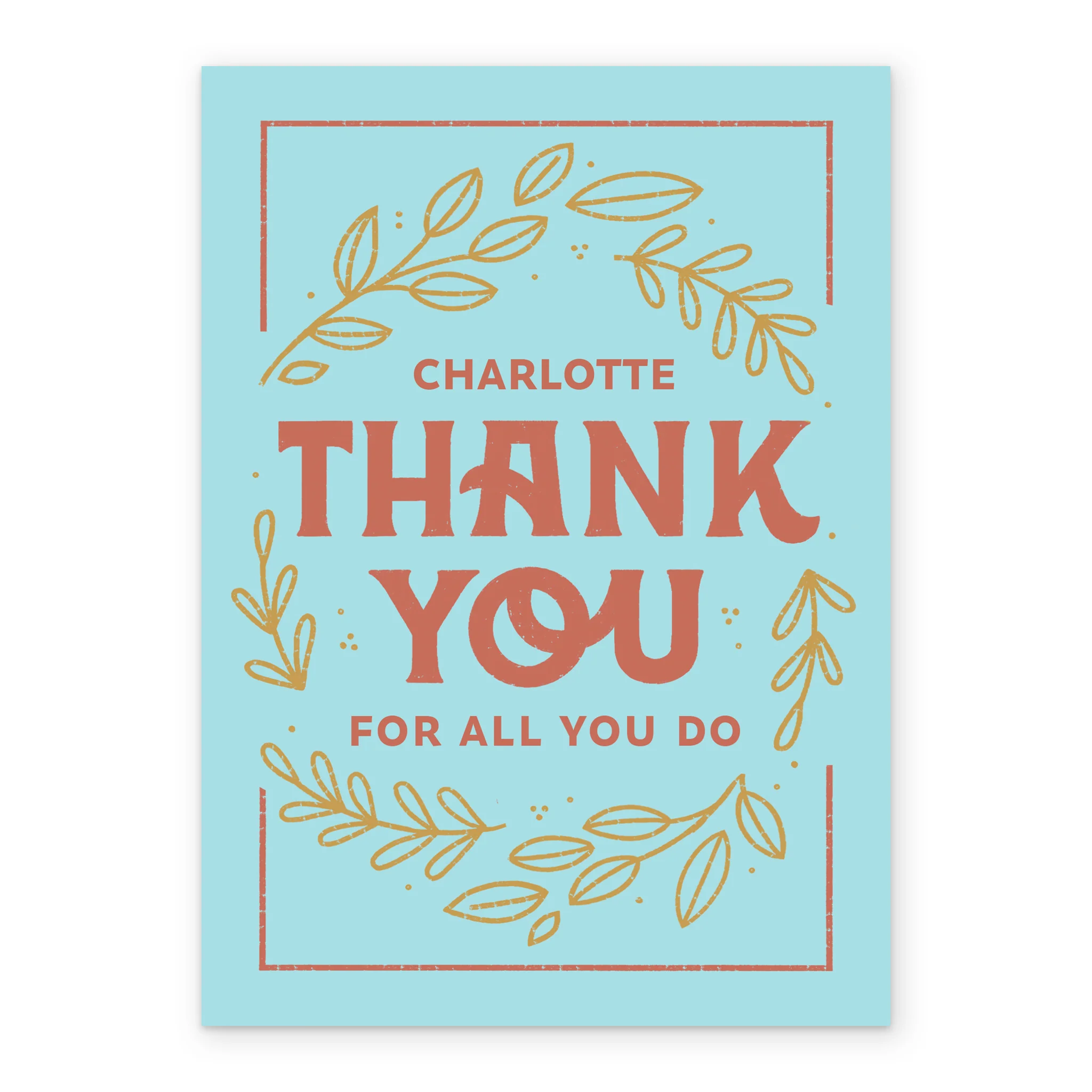 Personalised Orange Florals Thank You Card - Image 2
