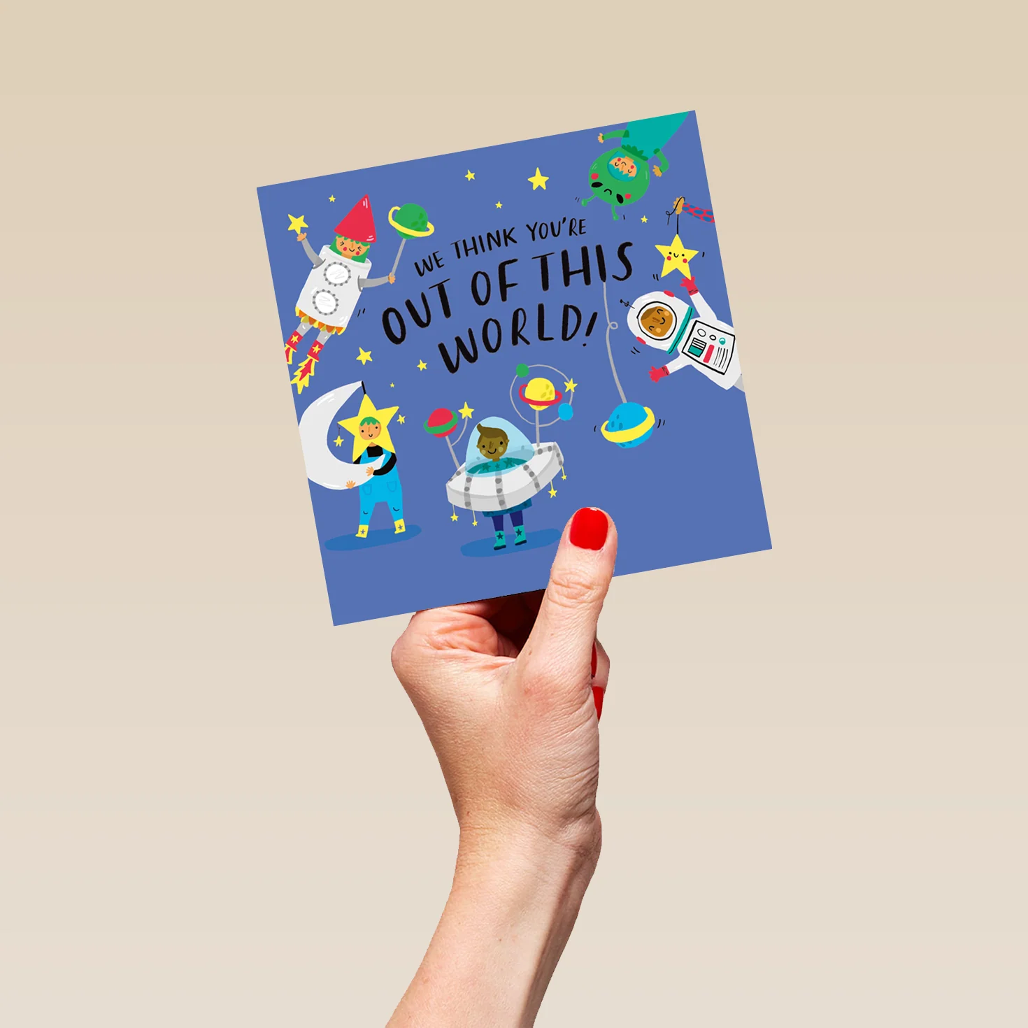 Personalised 'Out of This World' Space Themed Father's Day Card from Kids - Image 5