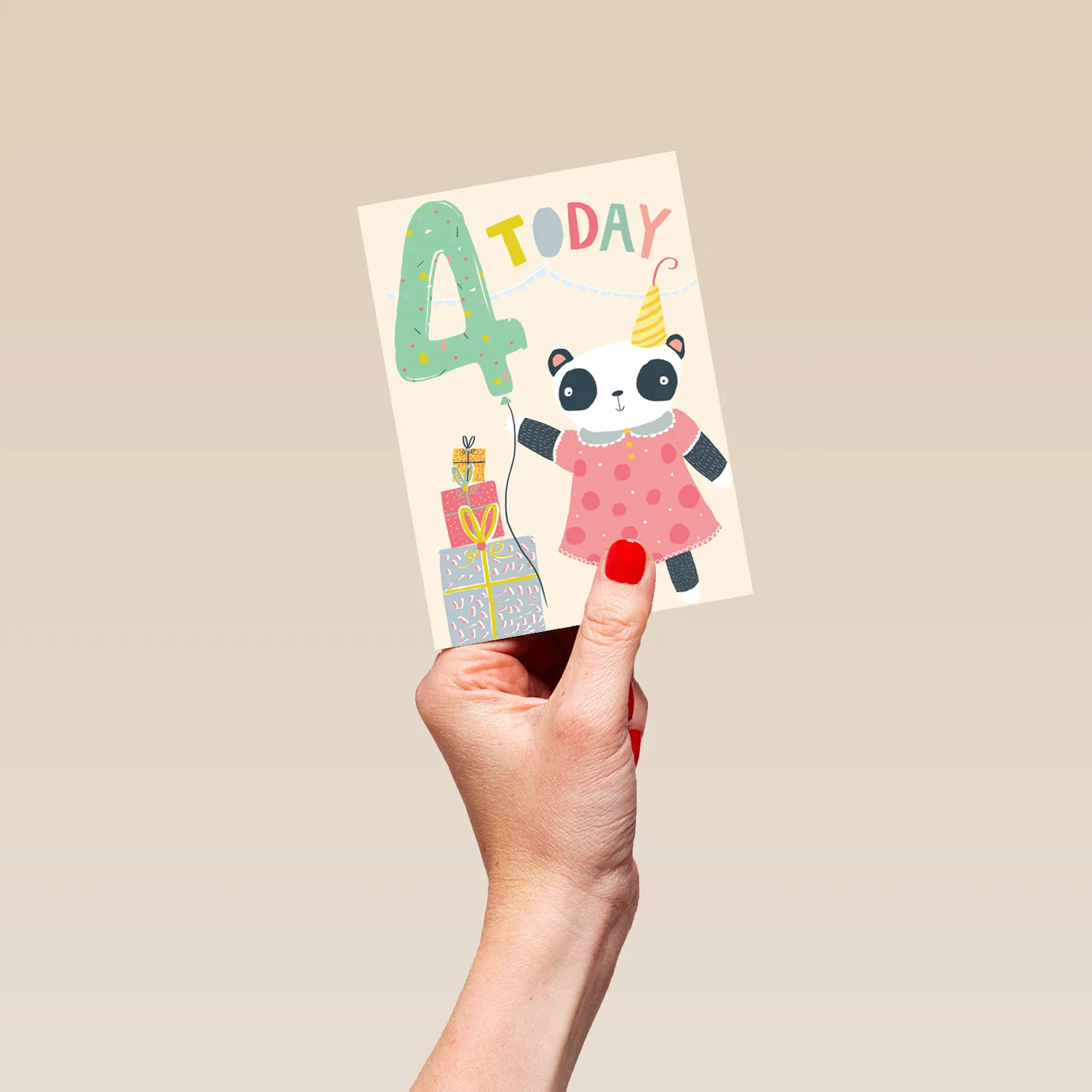 Personalised Panda Party Gifts 4th Birthday Card - Image 4