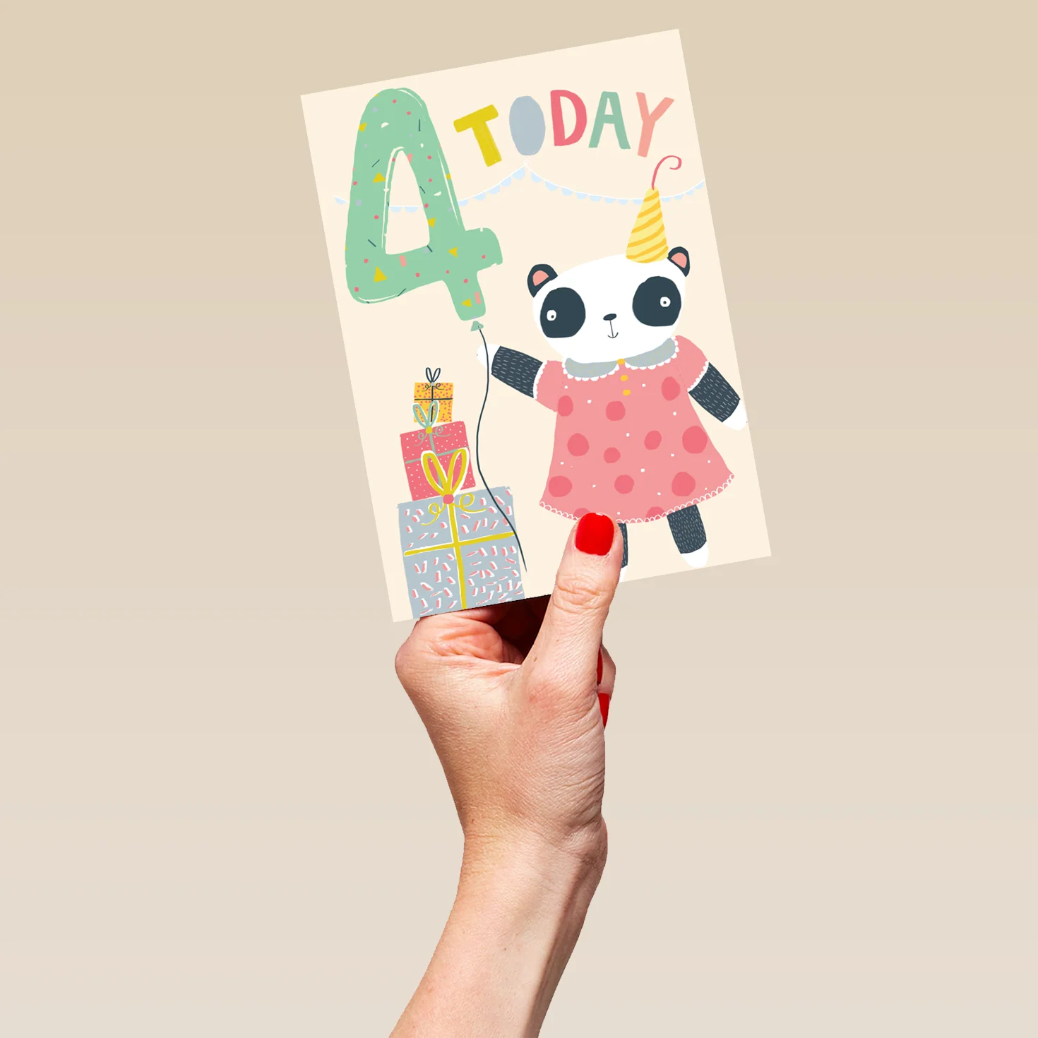 Personalised Panda Party Gifts 4th Birthday Card - Image 5
