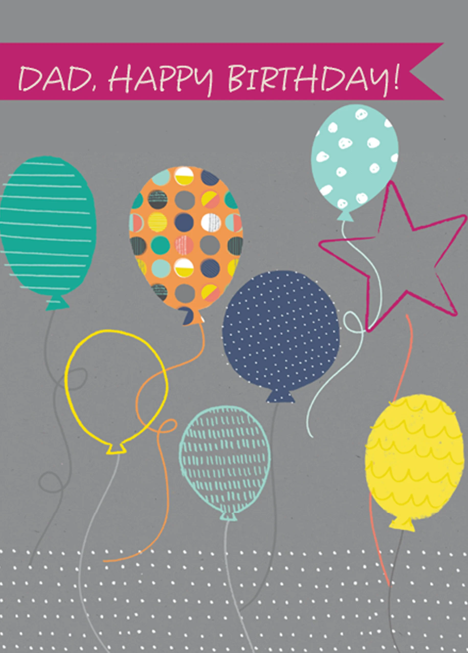 Personalised Party Balloons Dad Happy Birthday Card