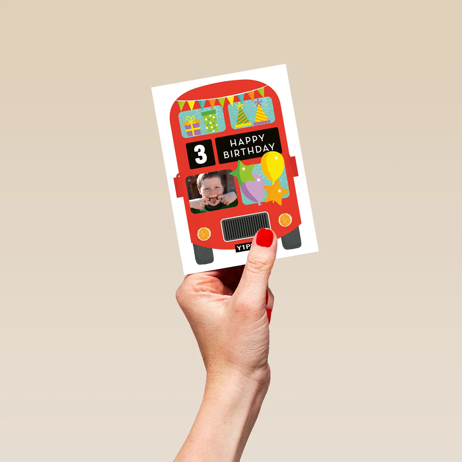 Personalised Party Bus 3rd Birthday Card - Image 4