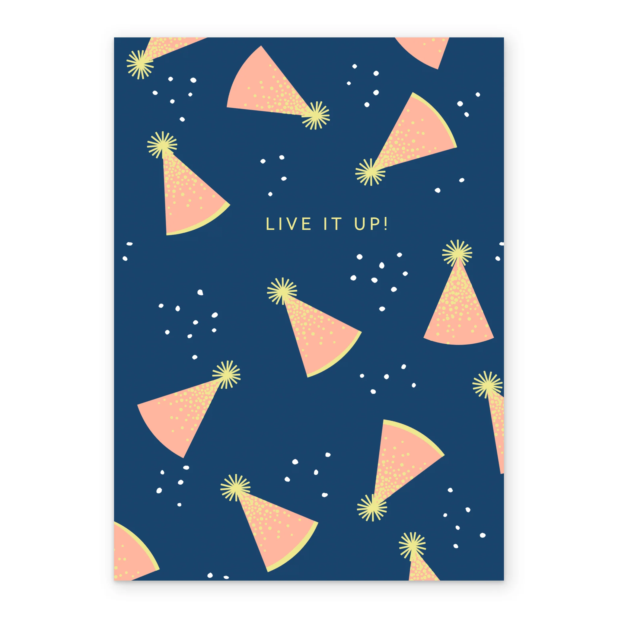 Personalised Party Hats Design 'Live It Up' Birthday Card - Image 2
