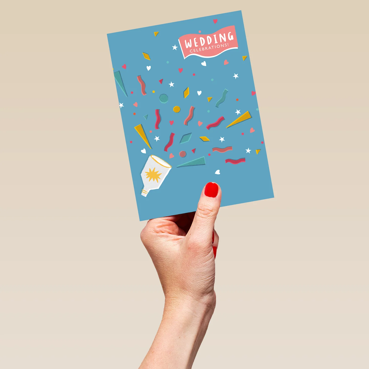 Personalised Party Popper Wedding Congratulations Card - Image 5