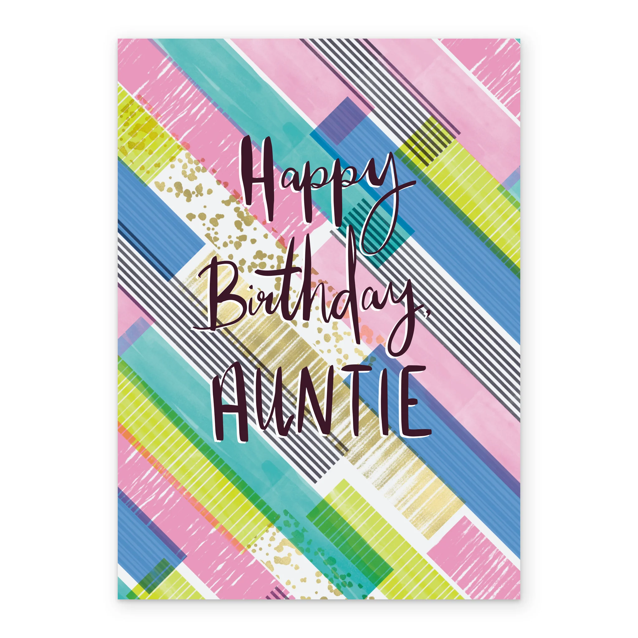 Personalised Pastel Block Pattern Birthday Card For Auntie - Image 2