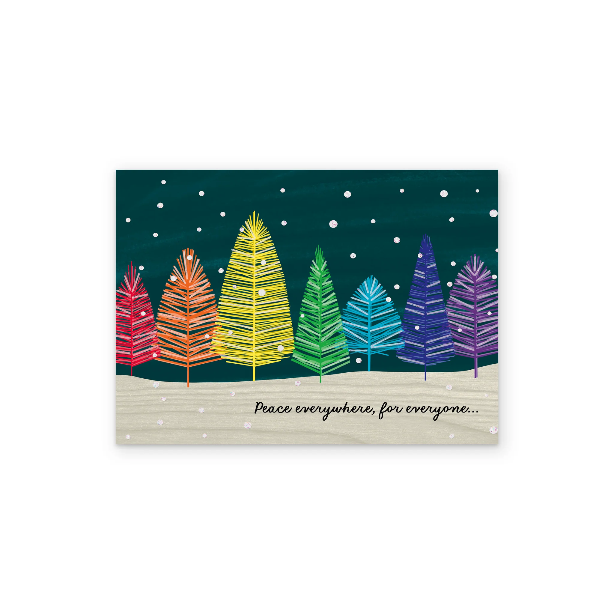 Personalised 'Peace Everywhere' Colourful Trees Christmas Card - Image 2
