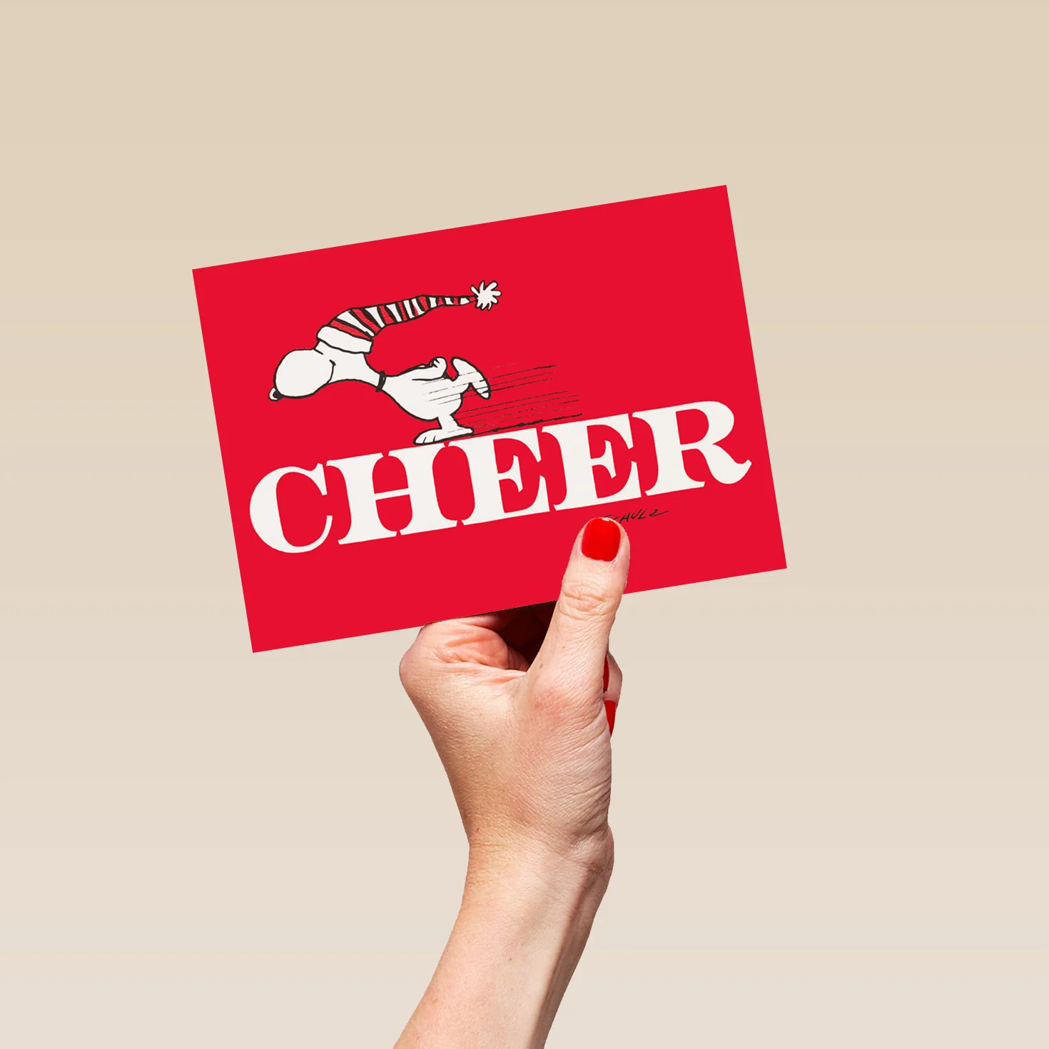 Personalised PEANUTS™ Retro Styled Snoopy Skating 'Cheer' Christmas Card - Image 5