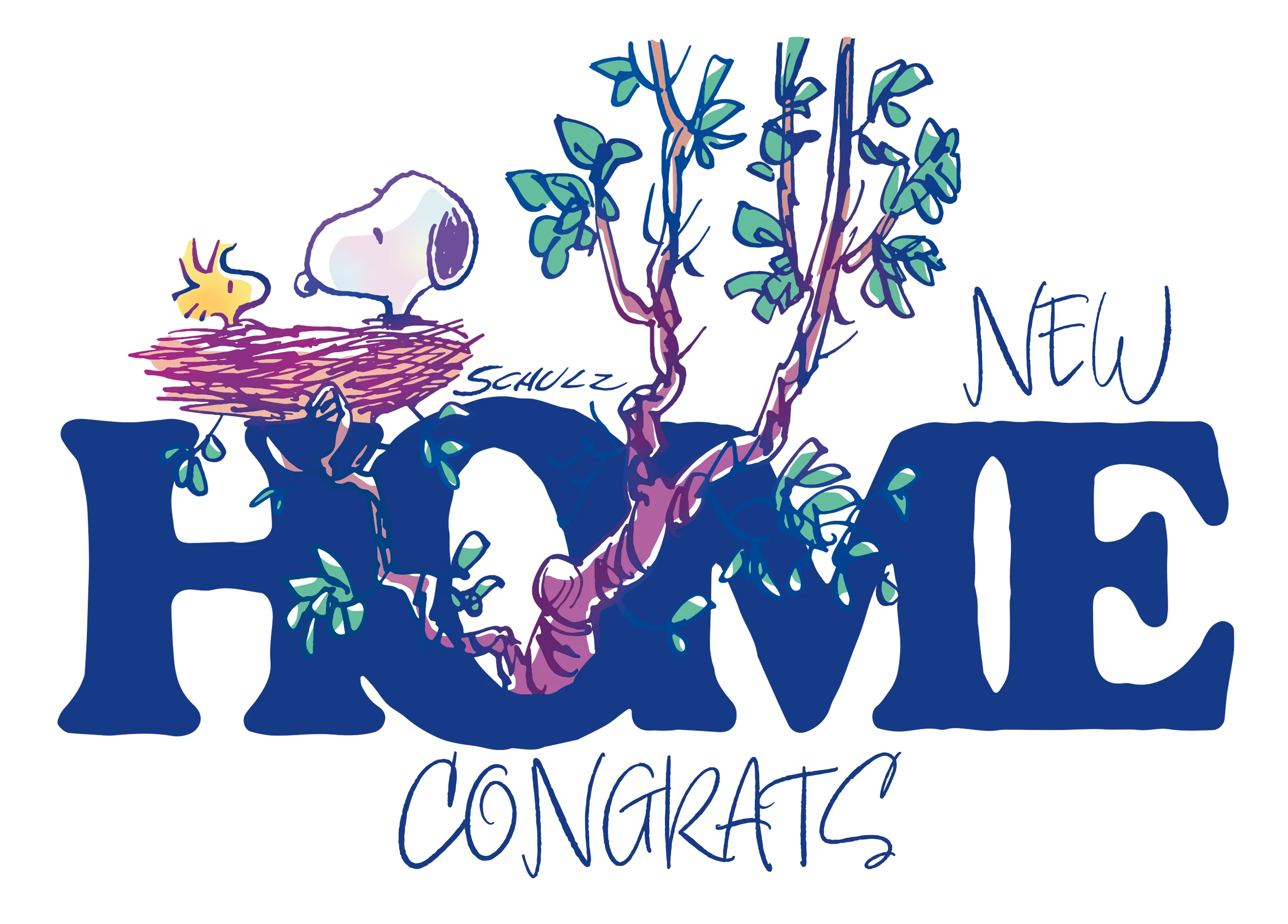 Personalised PEANUTS™ SNOOPY Birds Nest New Home Card
