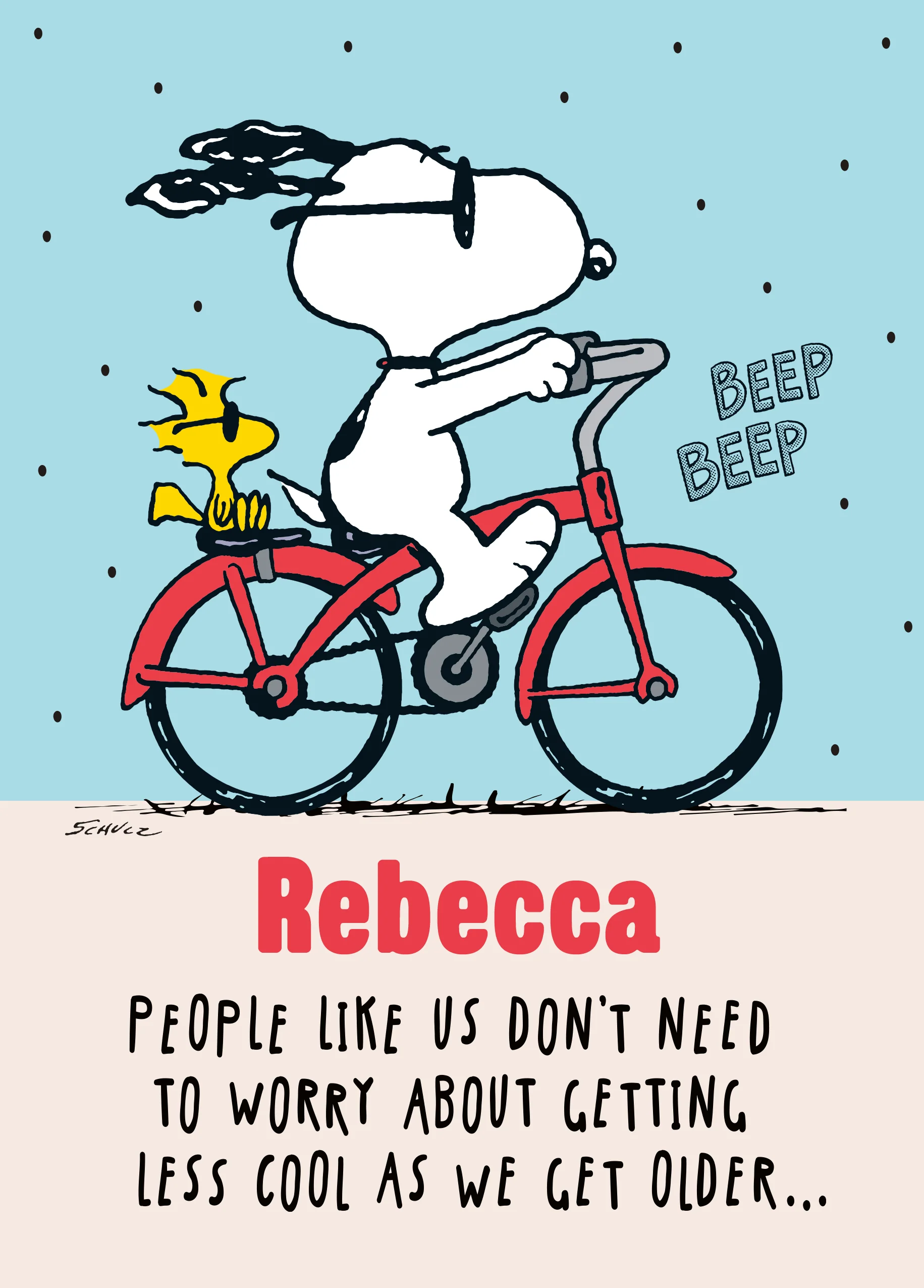 Personalised PEANUTS™ SNOOPY On Bicycle Birthday Card