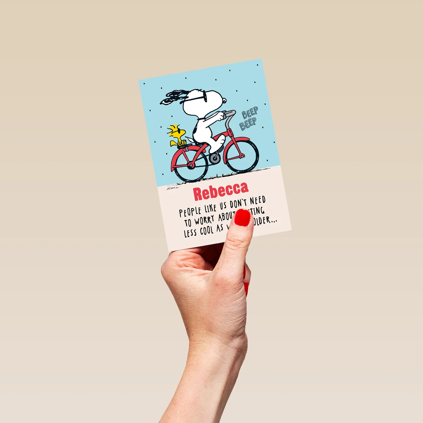 Personalised PEANUTS™ SNOOPY On Bicycle Birthday Card - Image 4