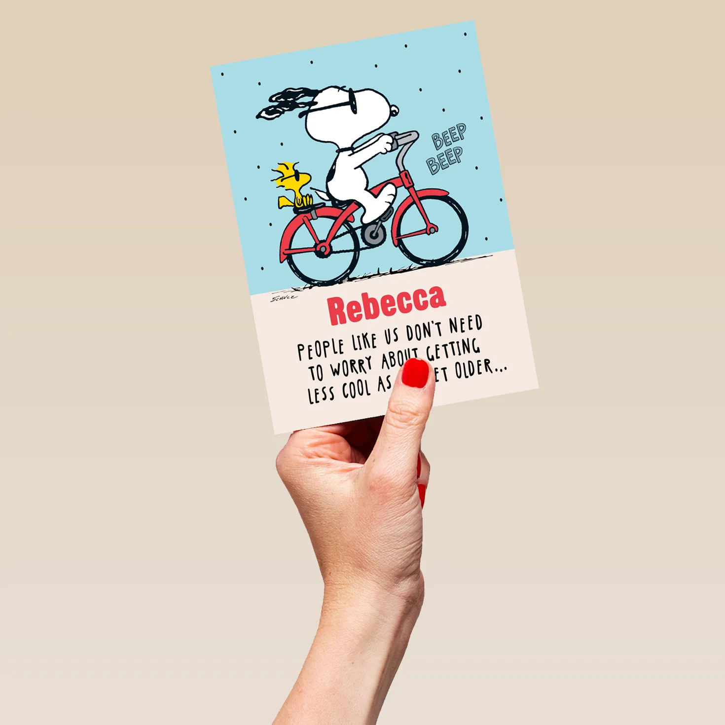 Personalised PEANUTS™ SNOOPY On Bicycle Birthday Card - Image 5