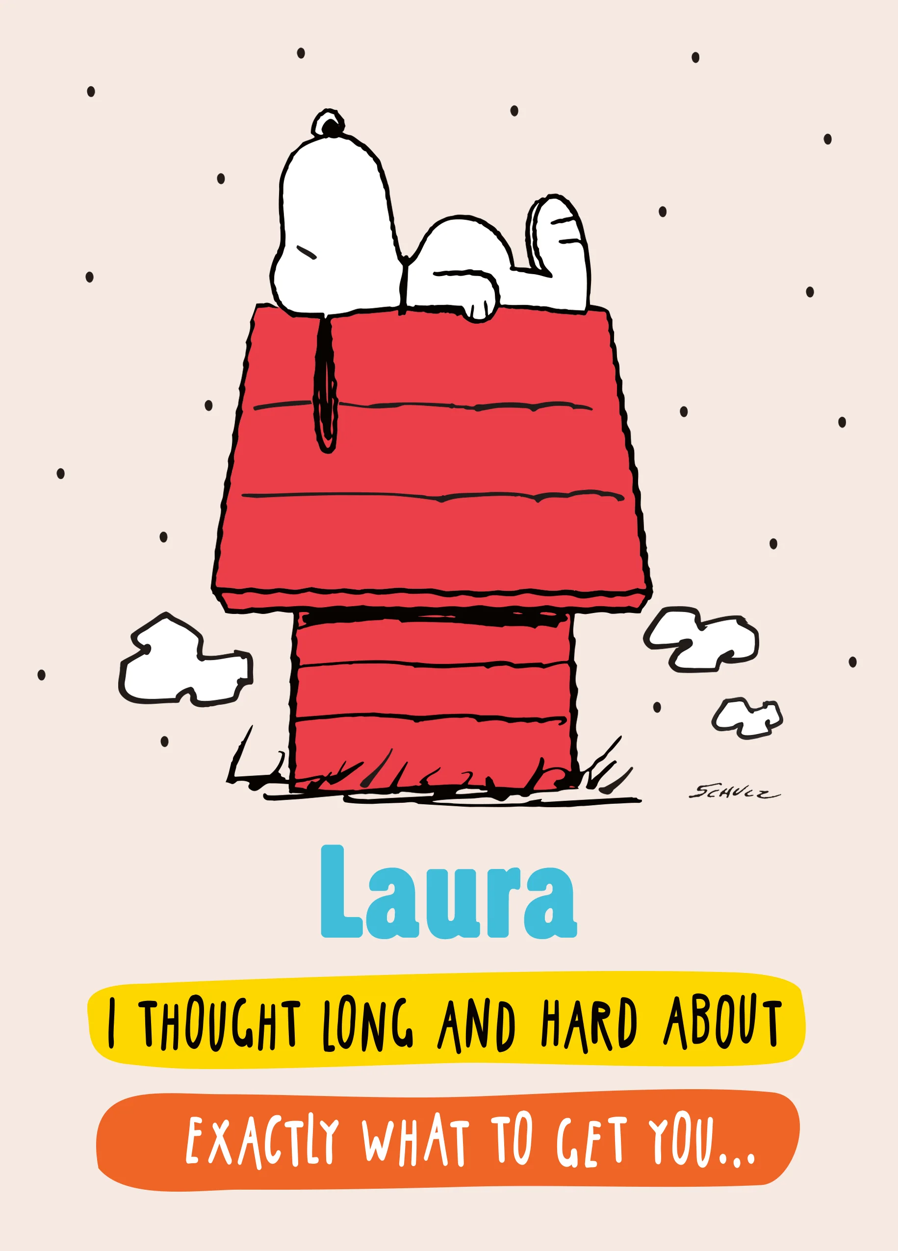 Personalised PEANUTS™ SNOOPY On Dog House Birthday Card
