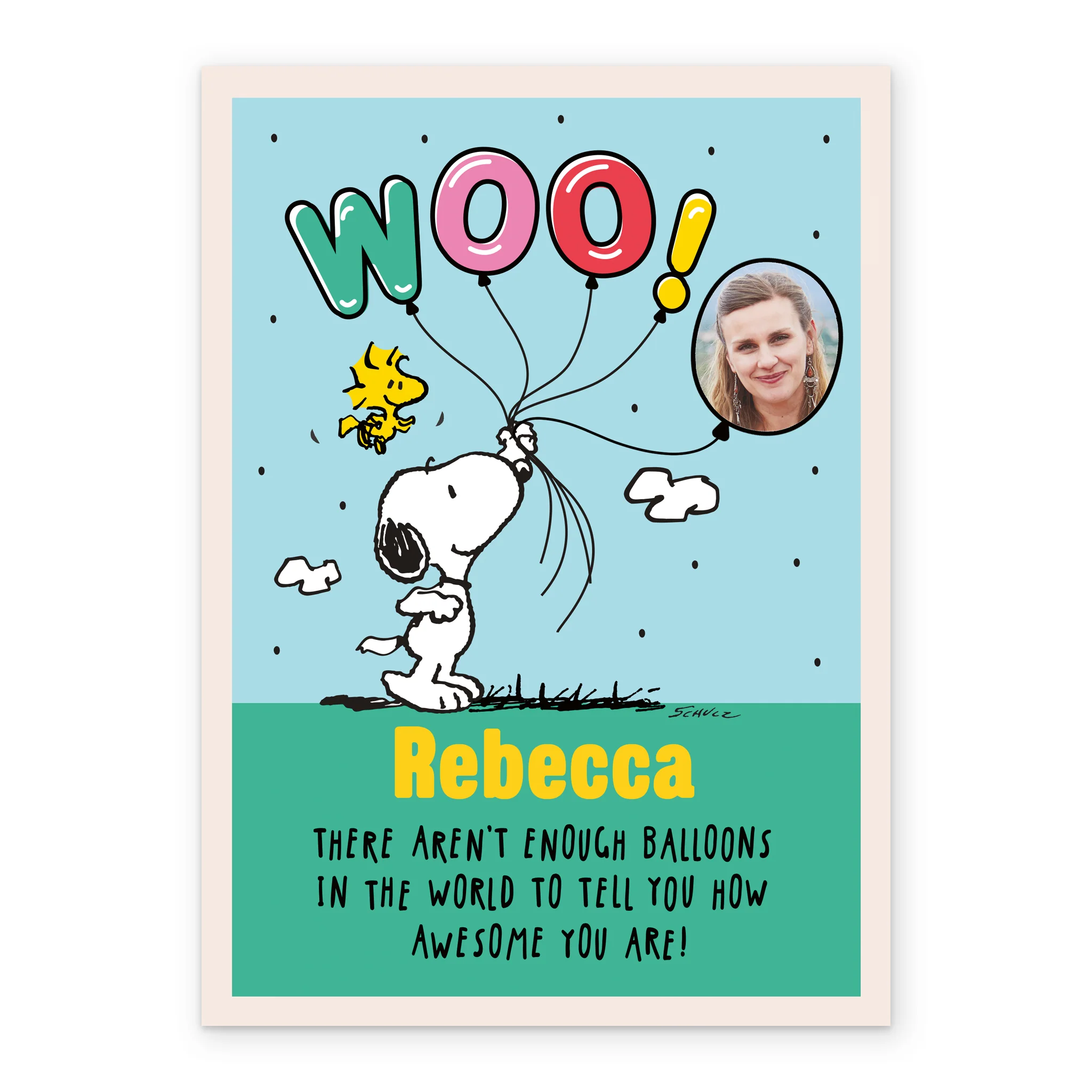 Personalised PEANUTS™ SNOOPY With Balloons Photo Upload Birthday Card - Image 2
