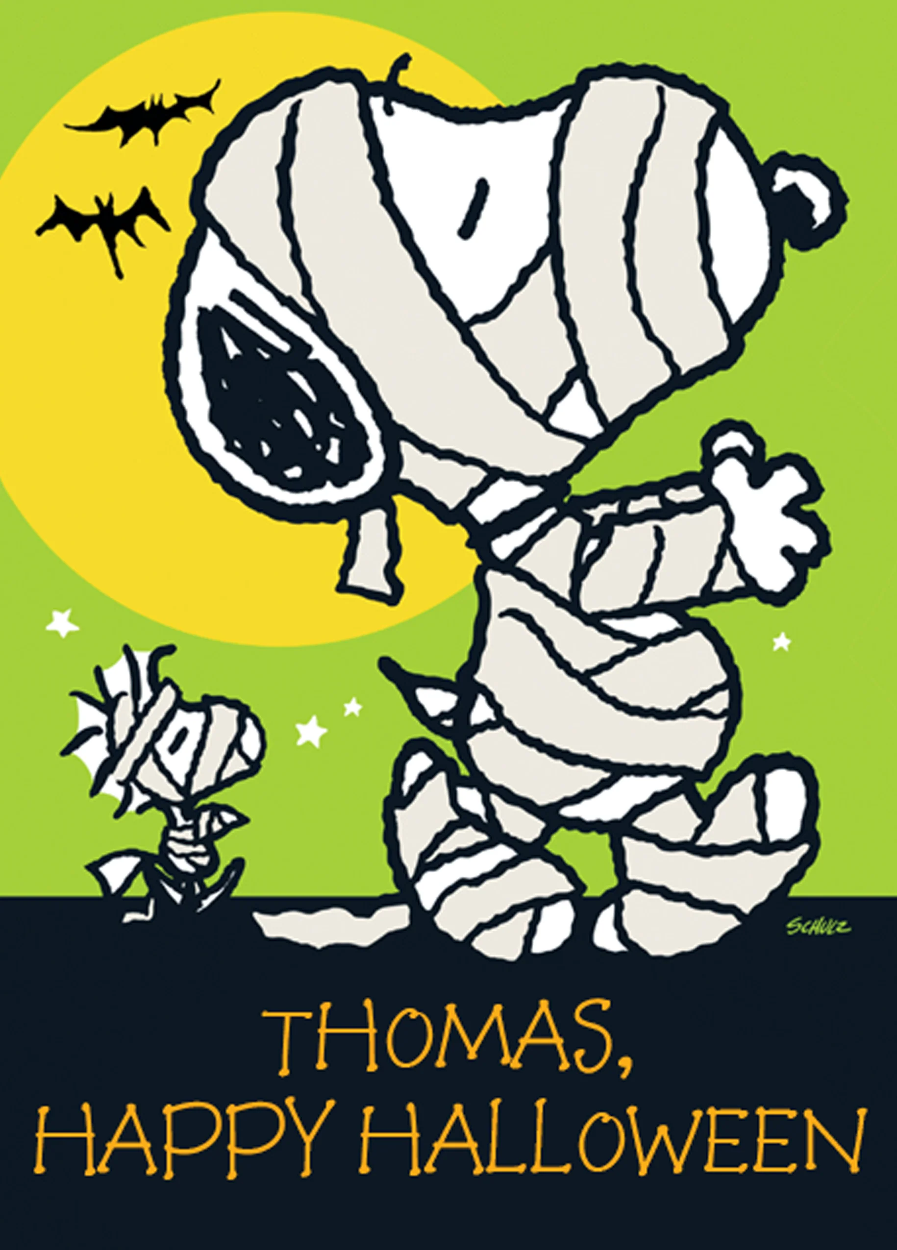Personalised PEANUTS™ SNOOPY & WOODSTOCK Halloween Card