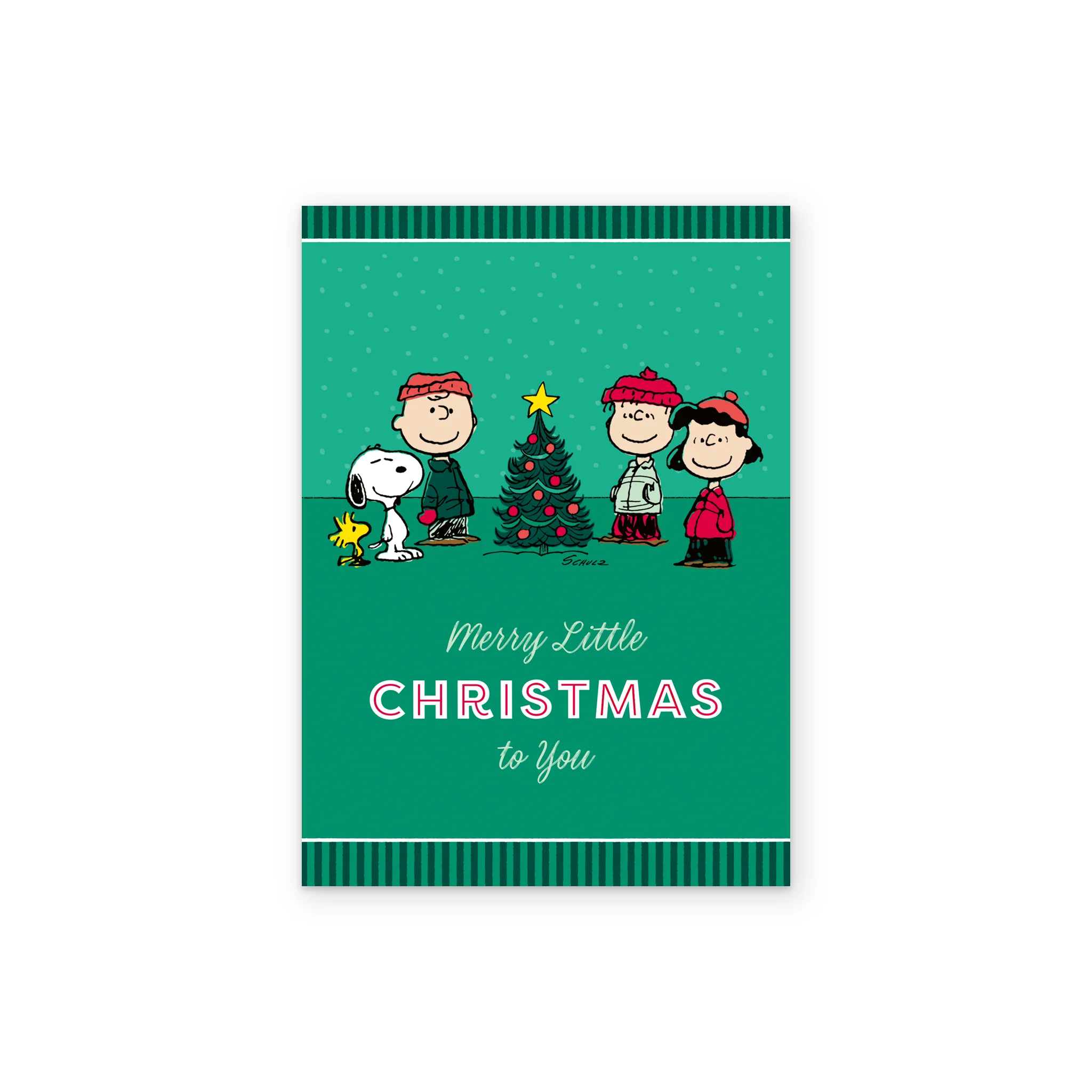 Personalised PEANUTS™ Snoopy, Woodstock & The Gang 'Merry Little Christmas' Christmas Card - Image 2