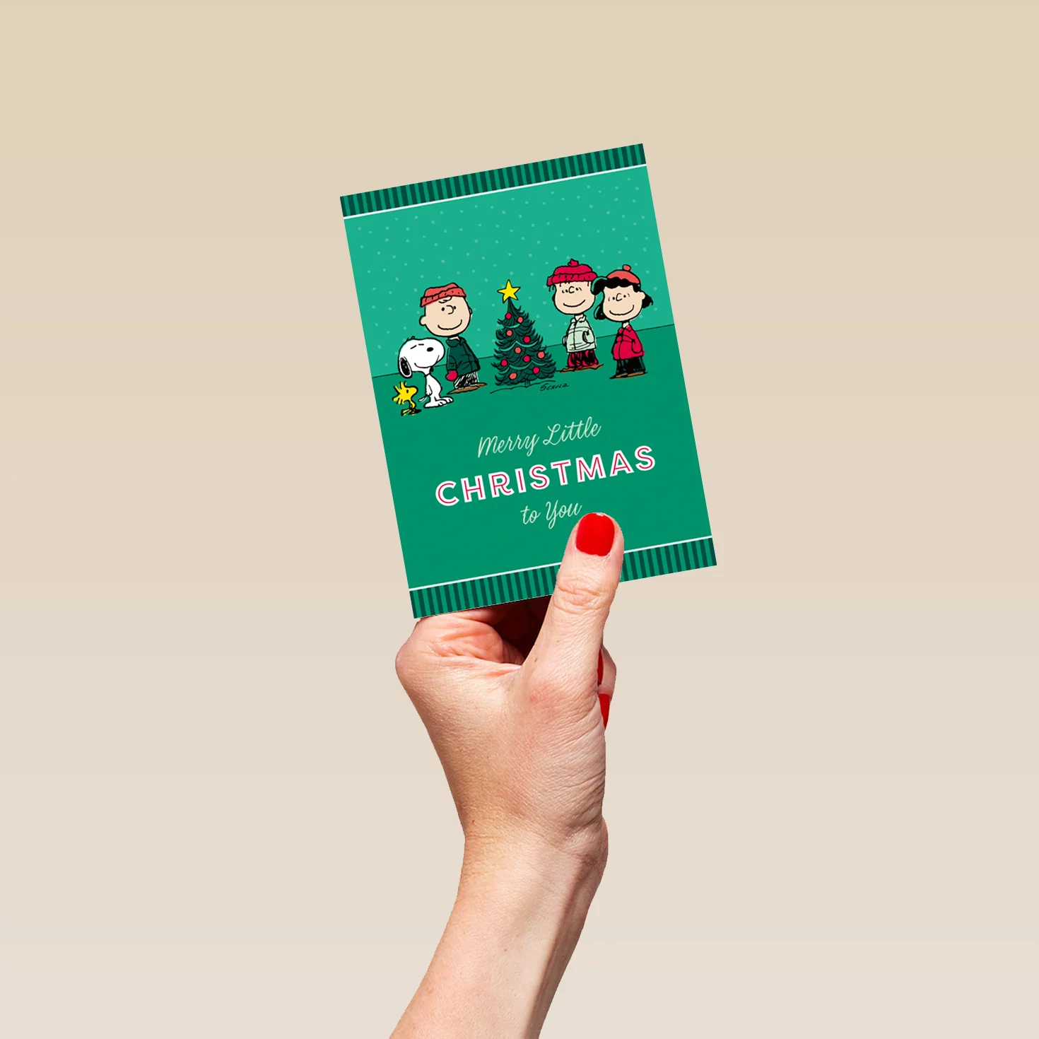 Personalised PEANUTS™ Snoopy, Woodstock & The Gang 'Merry Little Christmas' Christmas Card - Image 4