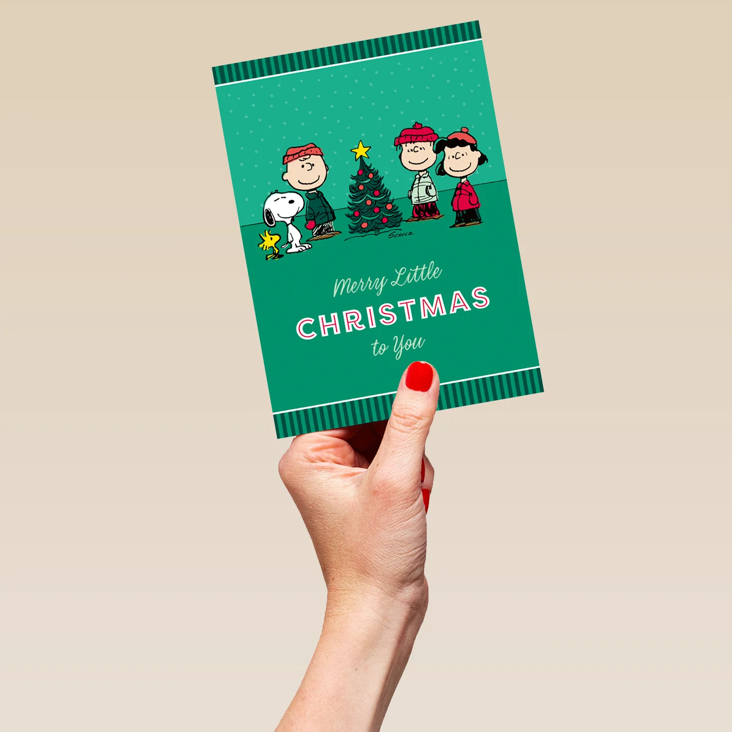 Personalised PEANUTS™ Snoopy, Woodstock & The Gang 'Merry Little Christmas' Christmas Card - Image 5