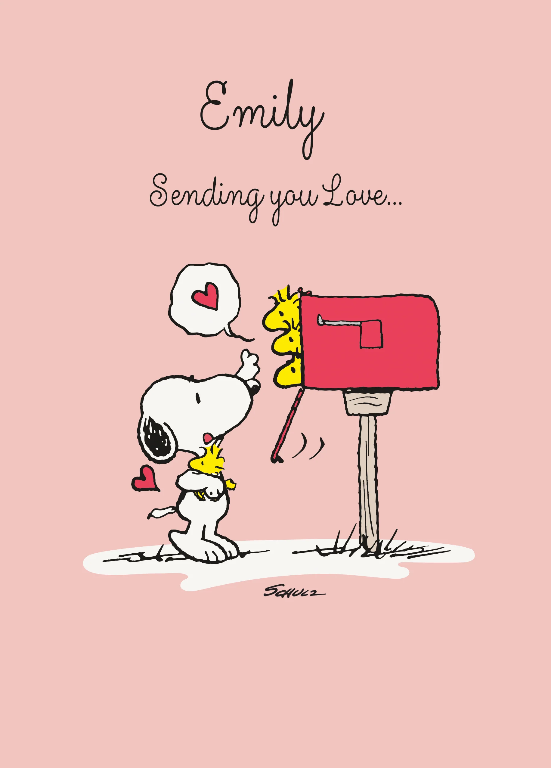 Personalised PEANUTS™ SNOOPY Woodstock Valentine's Day Card