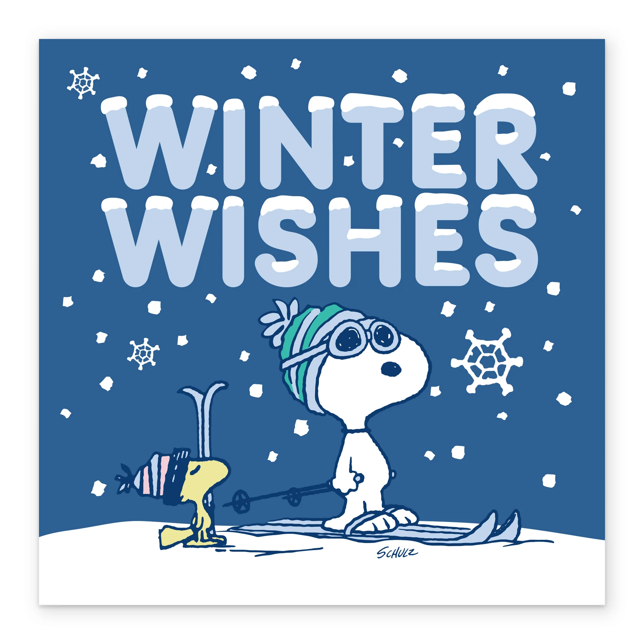Personalised PEANUTS™ SNOOPY & WOODSTOCK with Skis Christmas Card - Image 2
