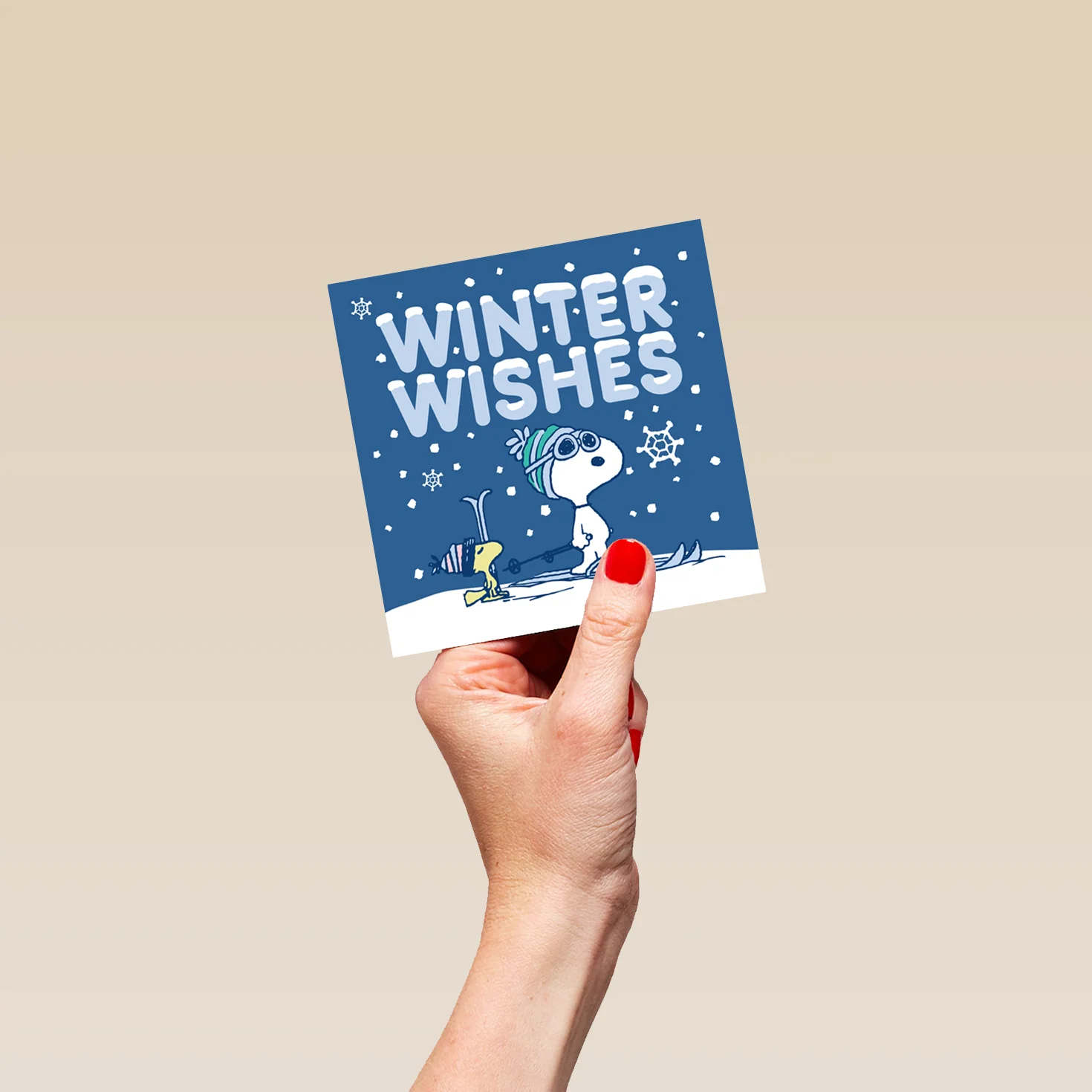 Personalised PEANUTS™ SNOOPY & WOODSTOCK with Skis Christmas Card - Image 4
