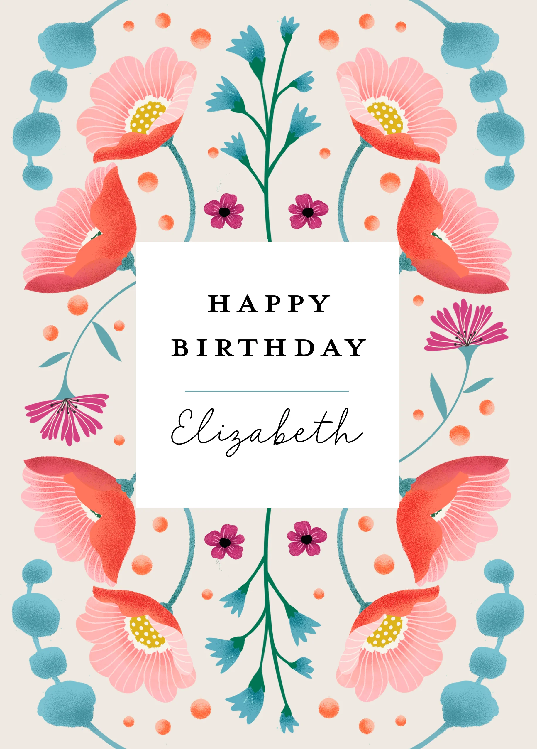 Personalised 'Perfect Poppies' Birthday Card For Her