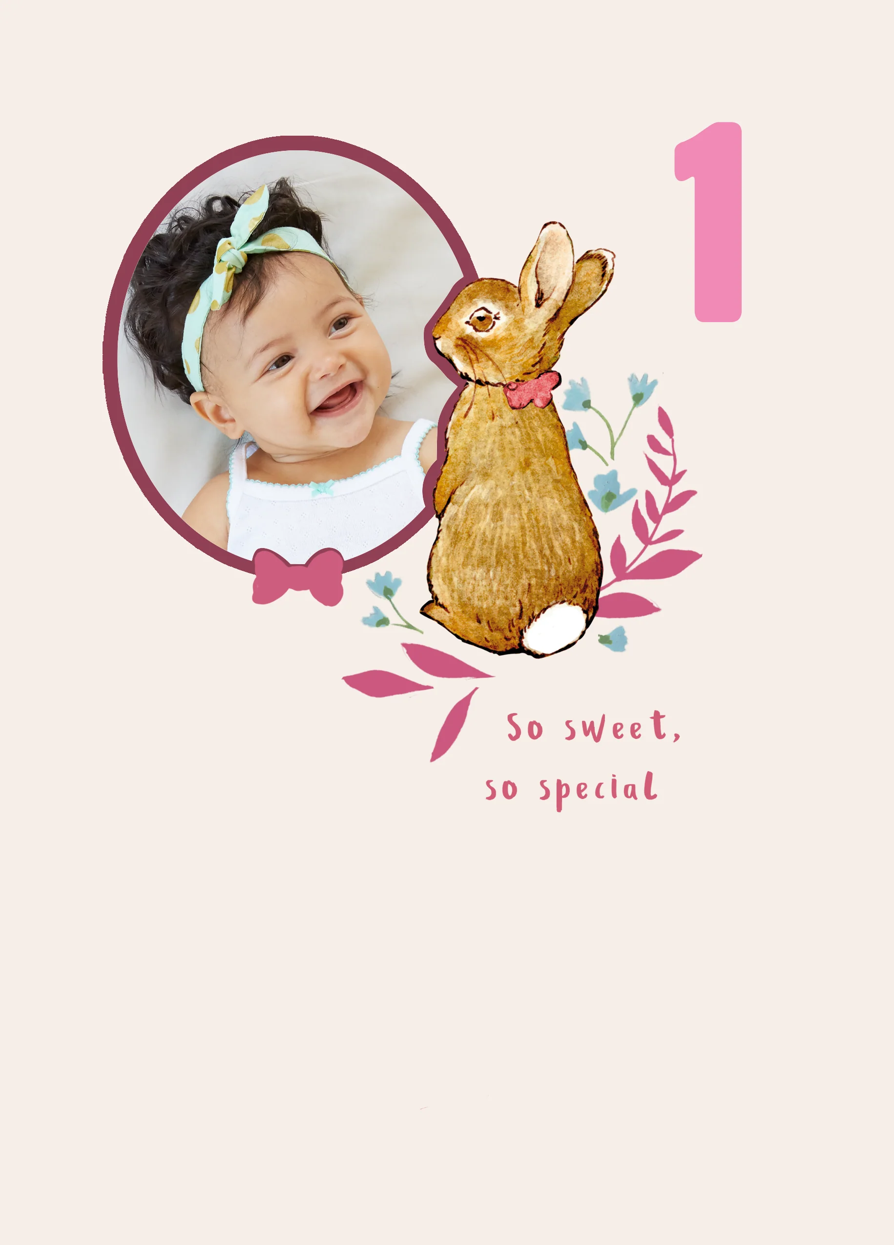 Personalised Peter Rabbit™ Photo Upload Birthday Card For Girls