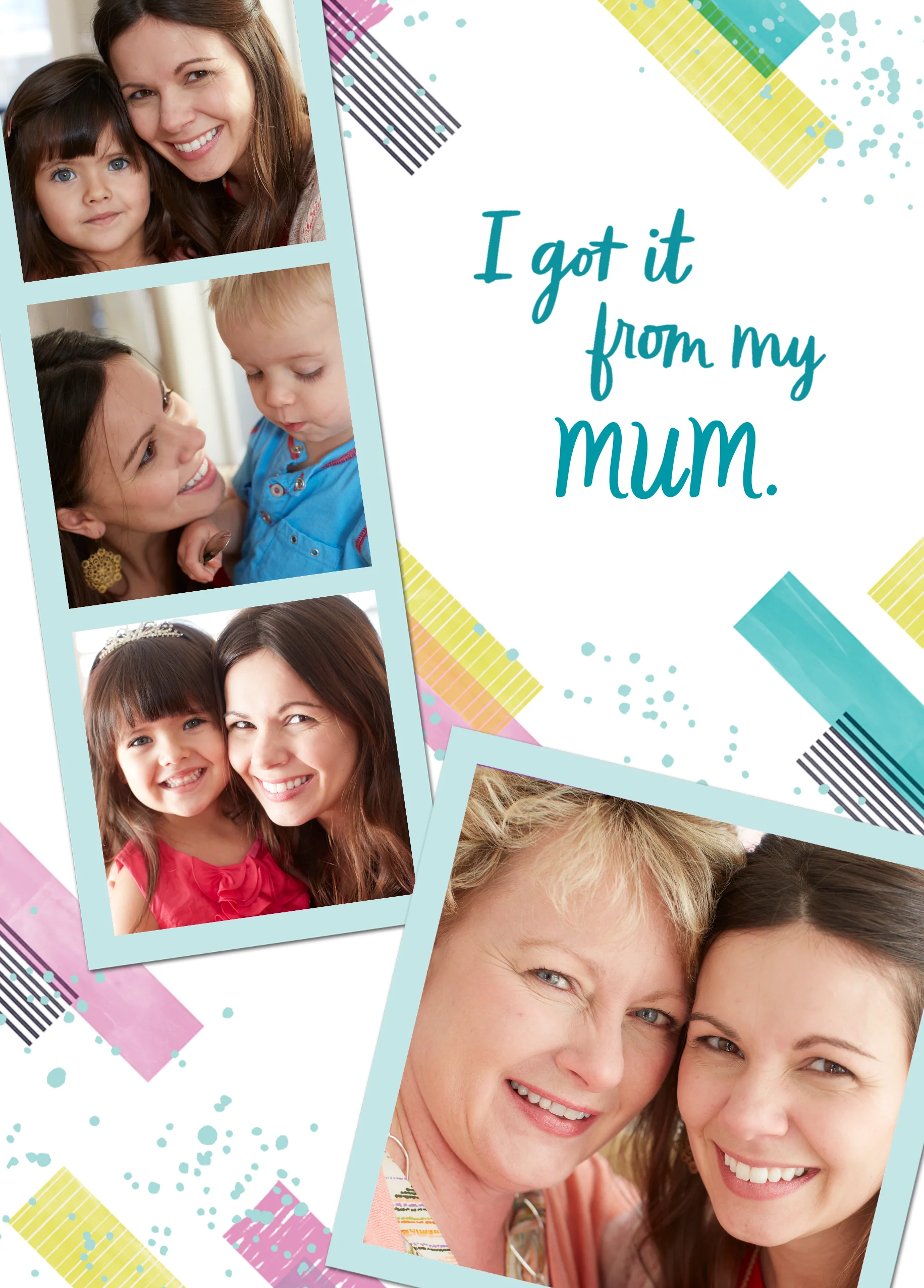 Personalised 'Photo Strip' Design Photo Upload Mother's Day Card for Mum