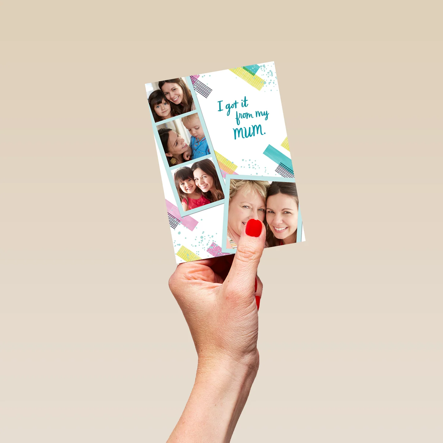 Personalised 'Photo Strip' Design Photo Upload Mother's Day Card for Mum - Image 4
