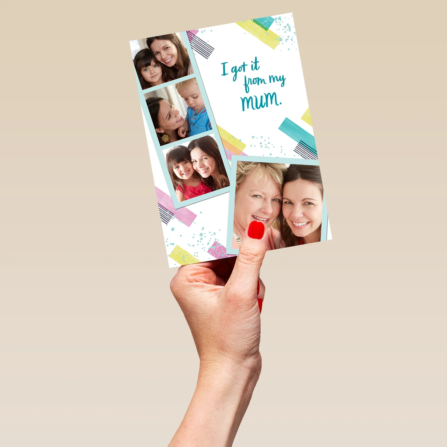 Personalised 'Photo Strip' Design Photo Upload Mother's Day Card for Mum - Image 5