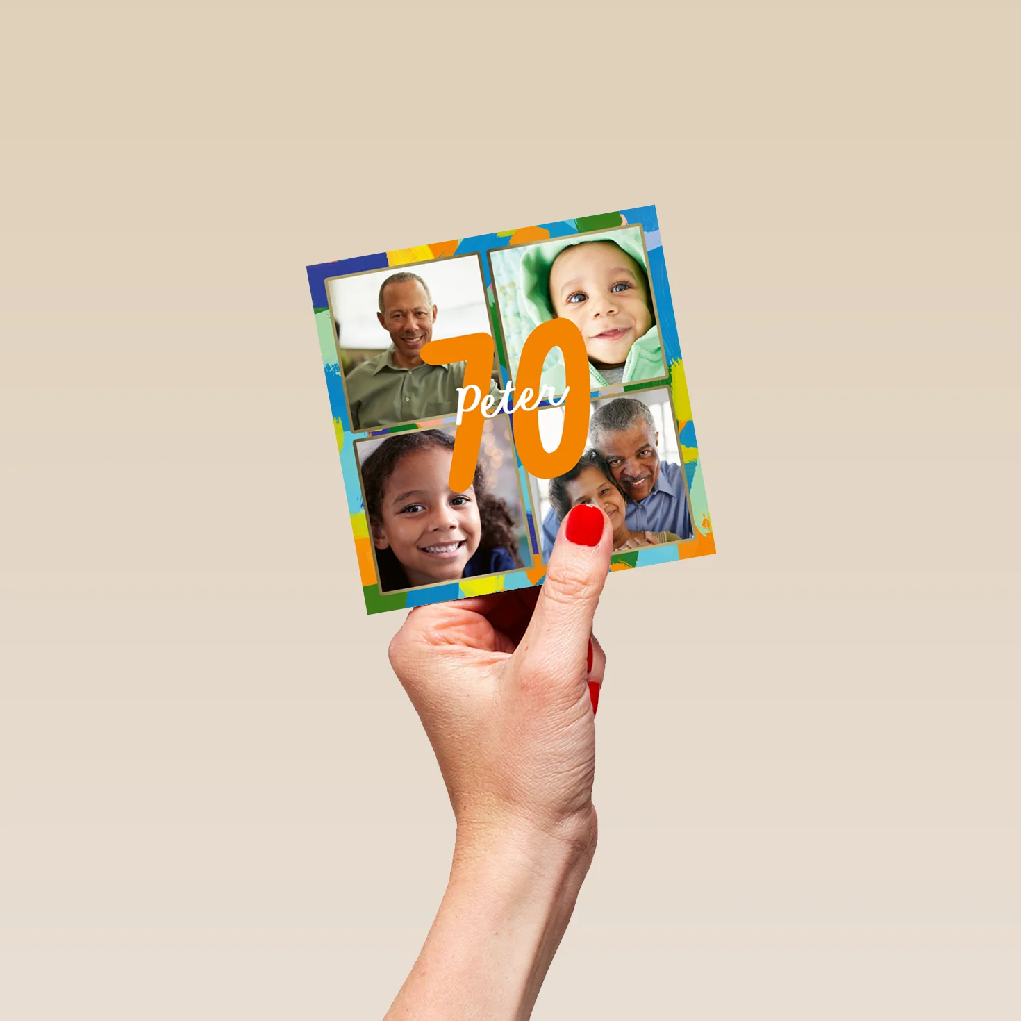 Personalised Photo Upload 70th Birthday Card Fun Pattern Design - Image 4
