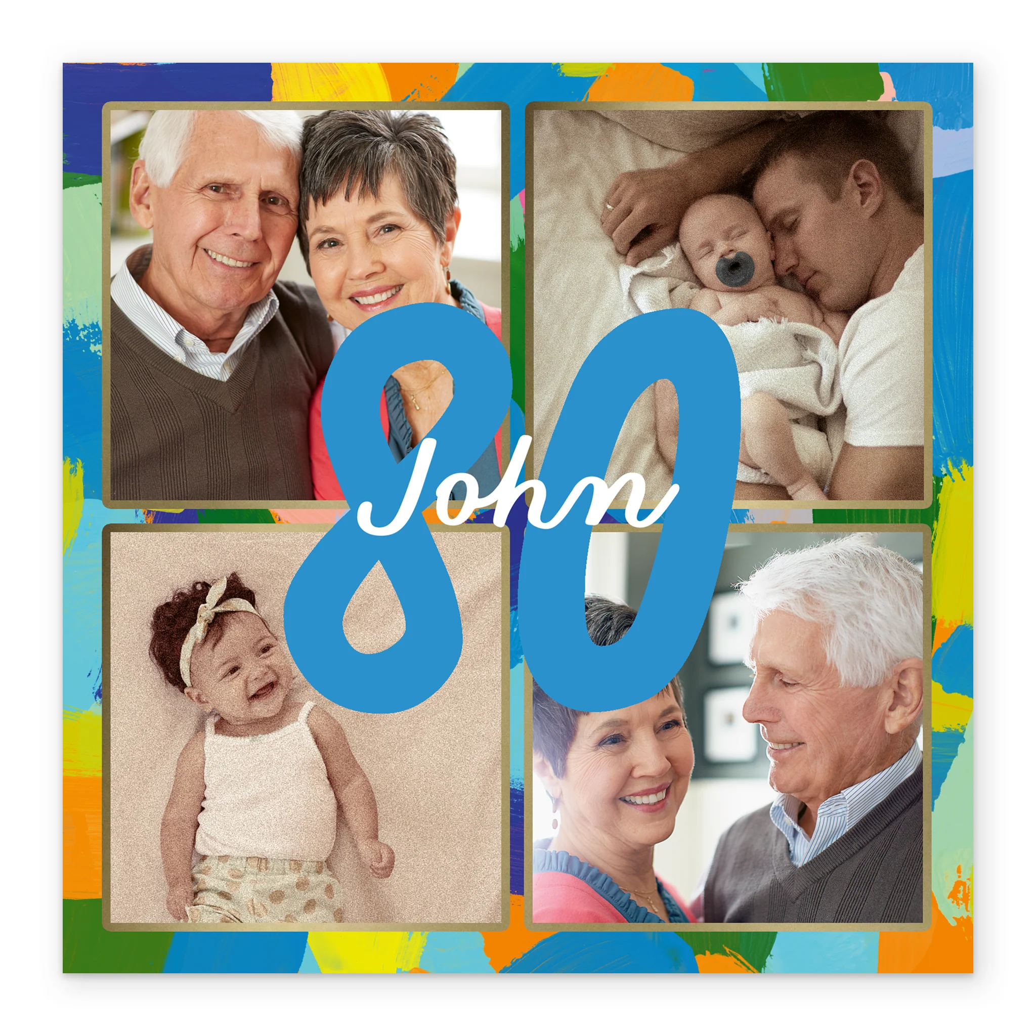 Personalised Photo Upload 80th Birthday Card Fun Pattern Design - Image 2