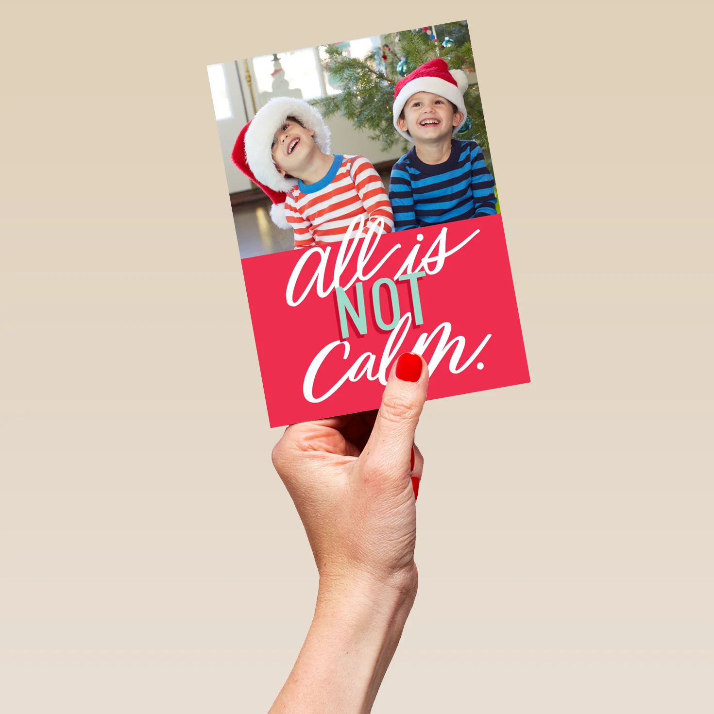 Personalised Photo Upload 'All is NOT Calm' Christmas Card - Image 5