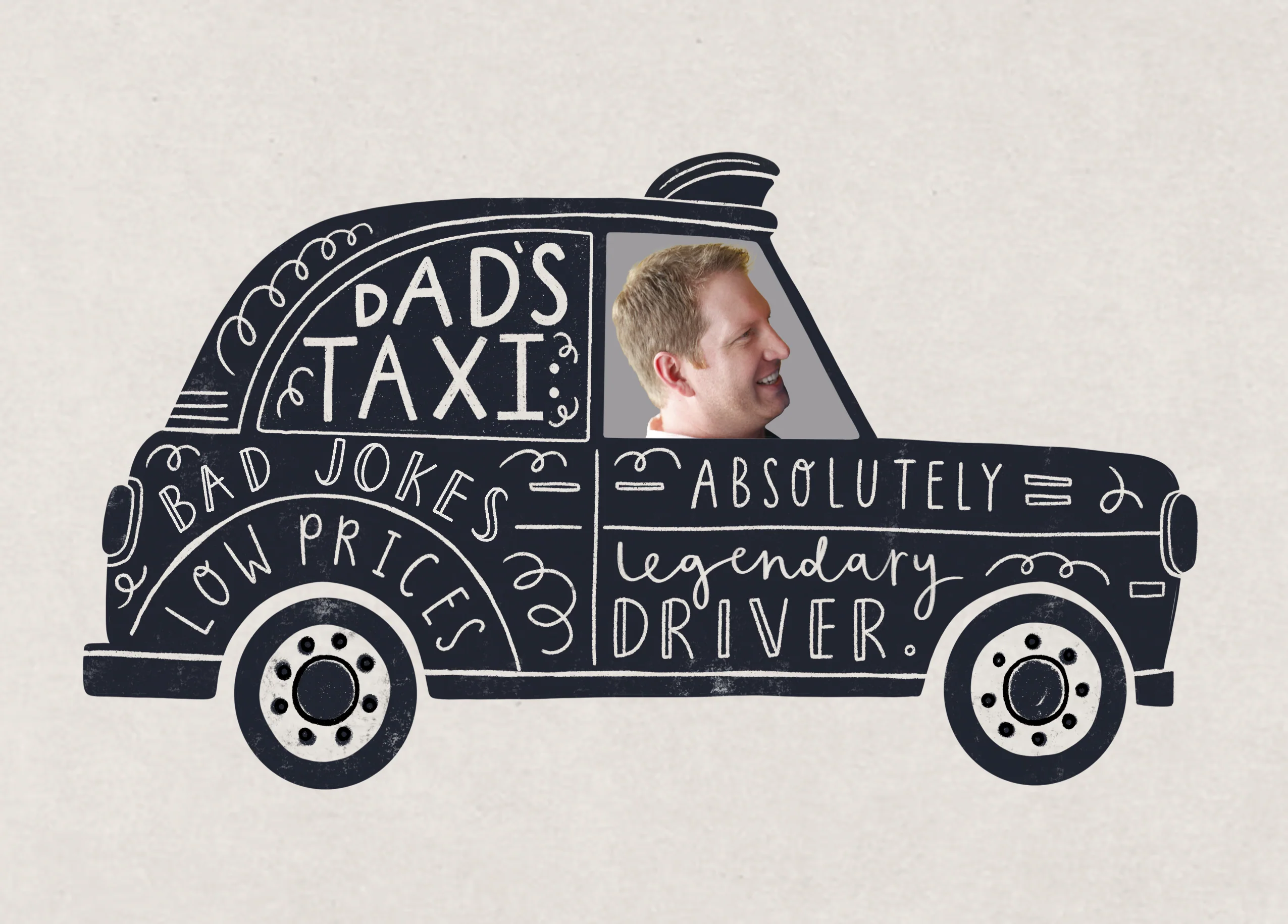 Personalised Photo Upload Andy's Man Club Dad's Taxi Birthday Card