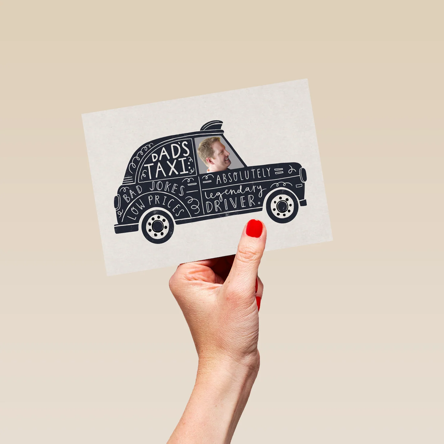 Personalised Photo Upload Andy's Man Club Dad's Taxi Birthday Card - Image 5