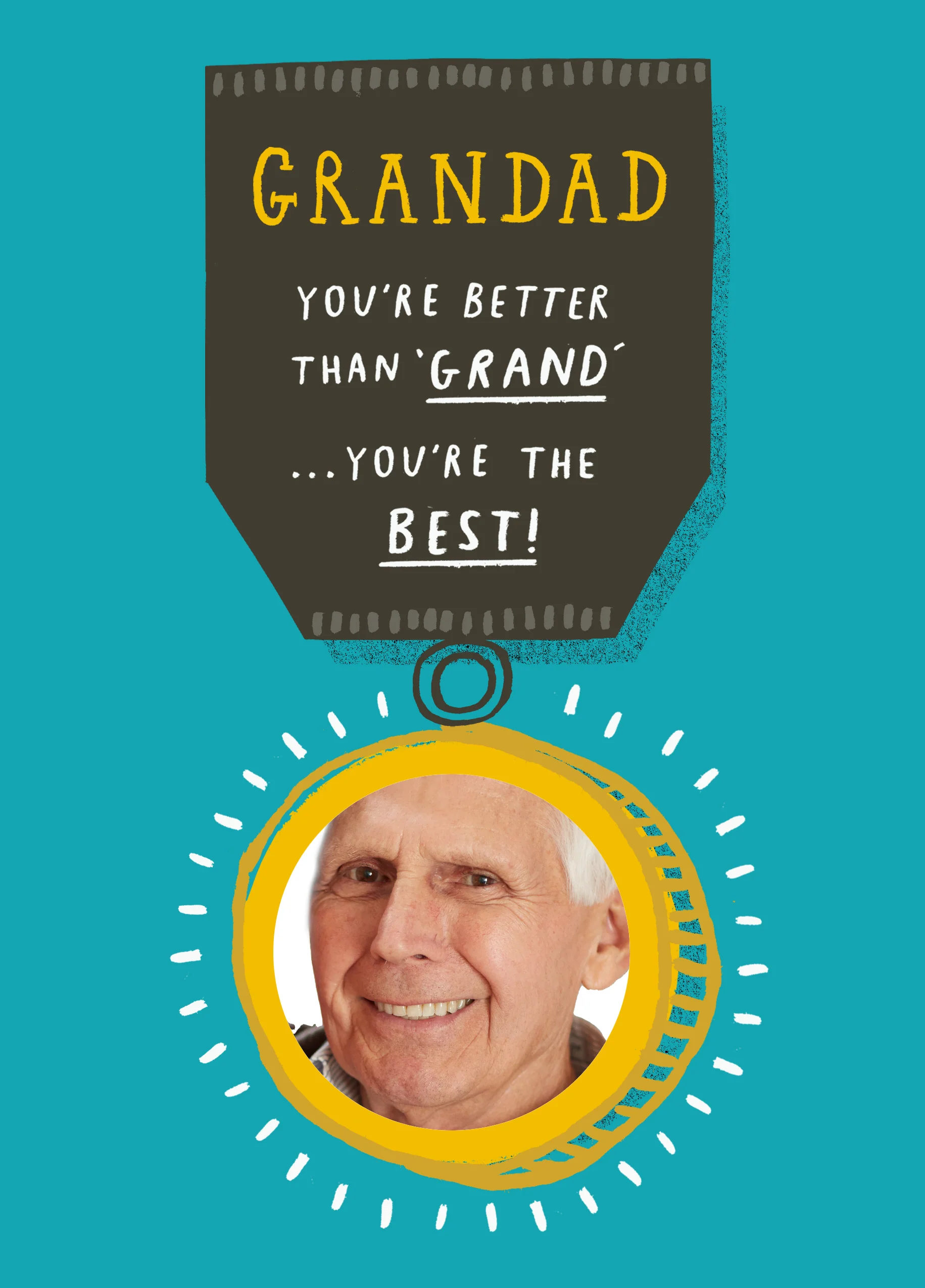 Personalised Photo Upload Andy's Man Club Medal Award Grandad Birthday Card