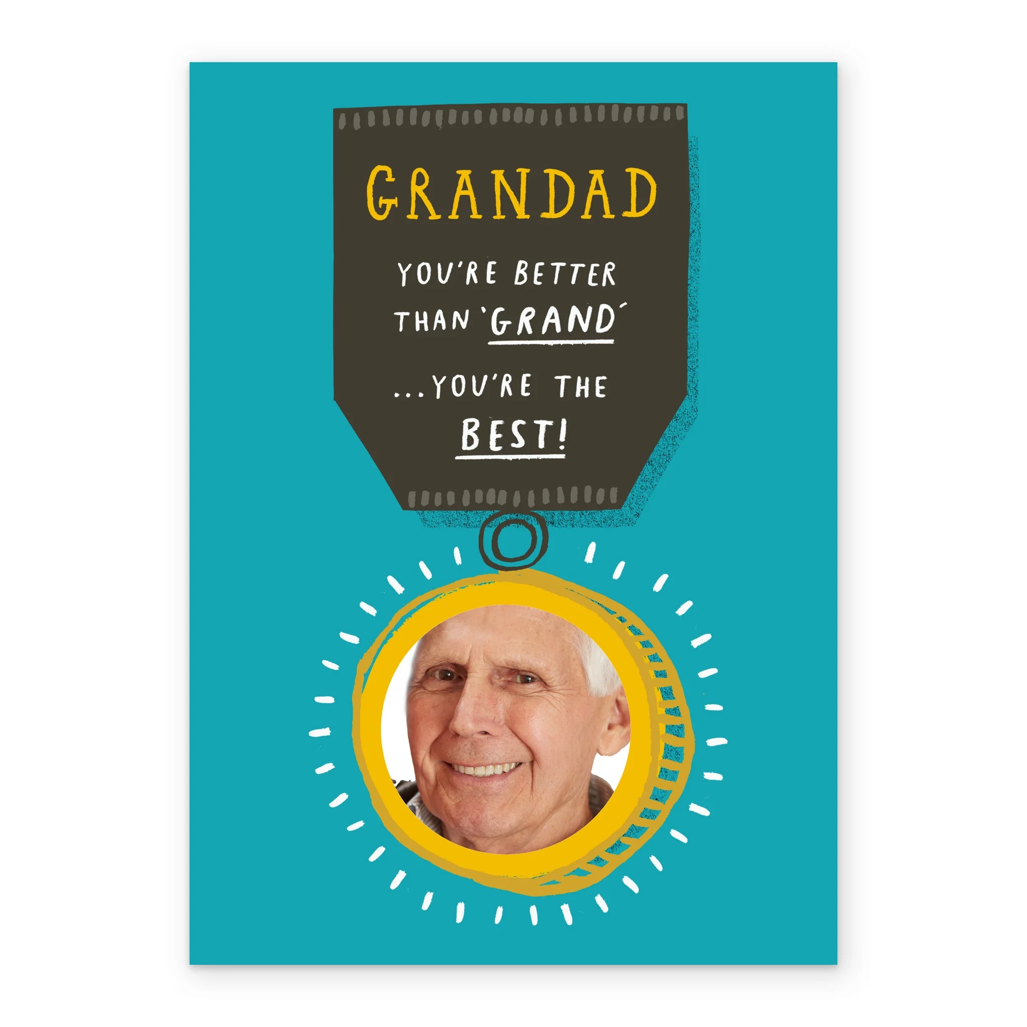 Personalised Photo Upload Andy's Man Club Medal Award Grandad Birthday Card - Image 2