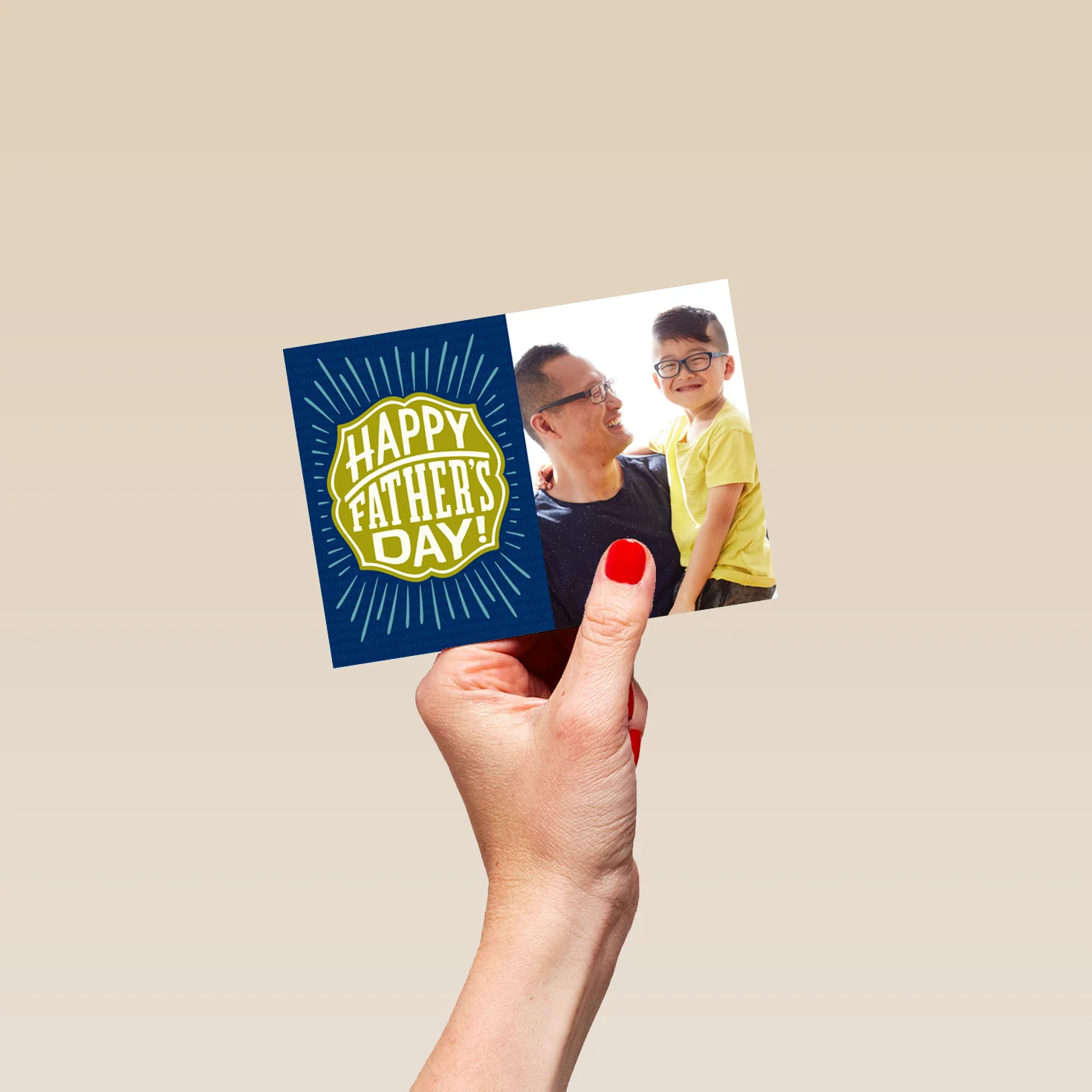 Personalised Photo Upload Badge & Stripes Father's Day Card - Image 4