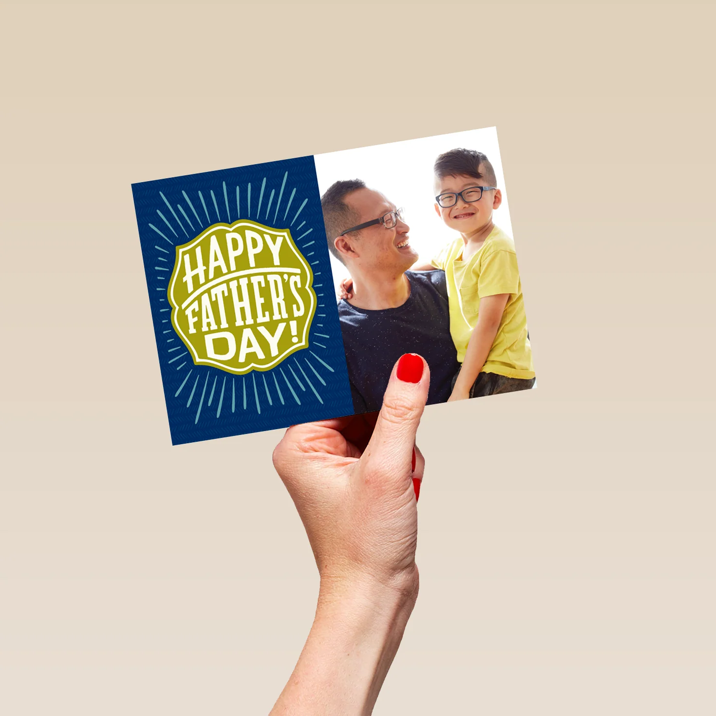 Personalised Photo Upload Badge & Stripes Father's Day Card - Image 5