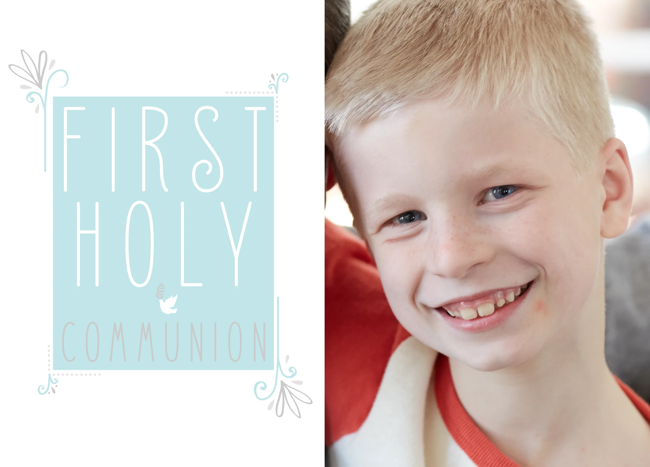 Personalised Photo Upload Blue First Communion Card